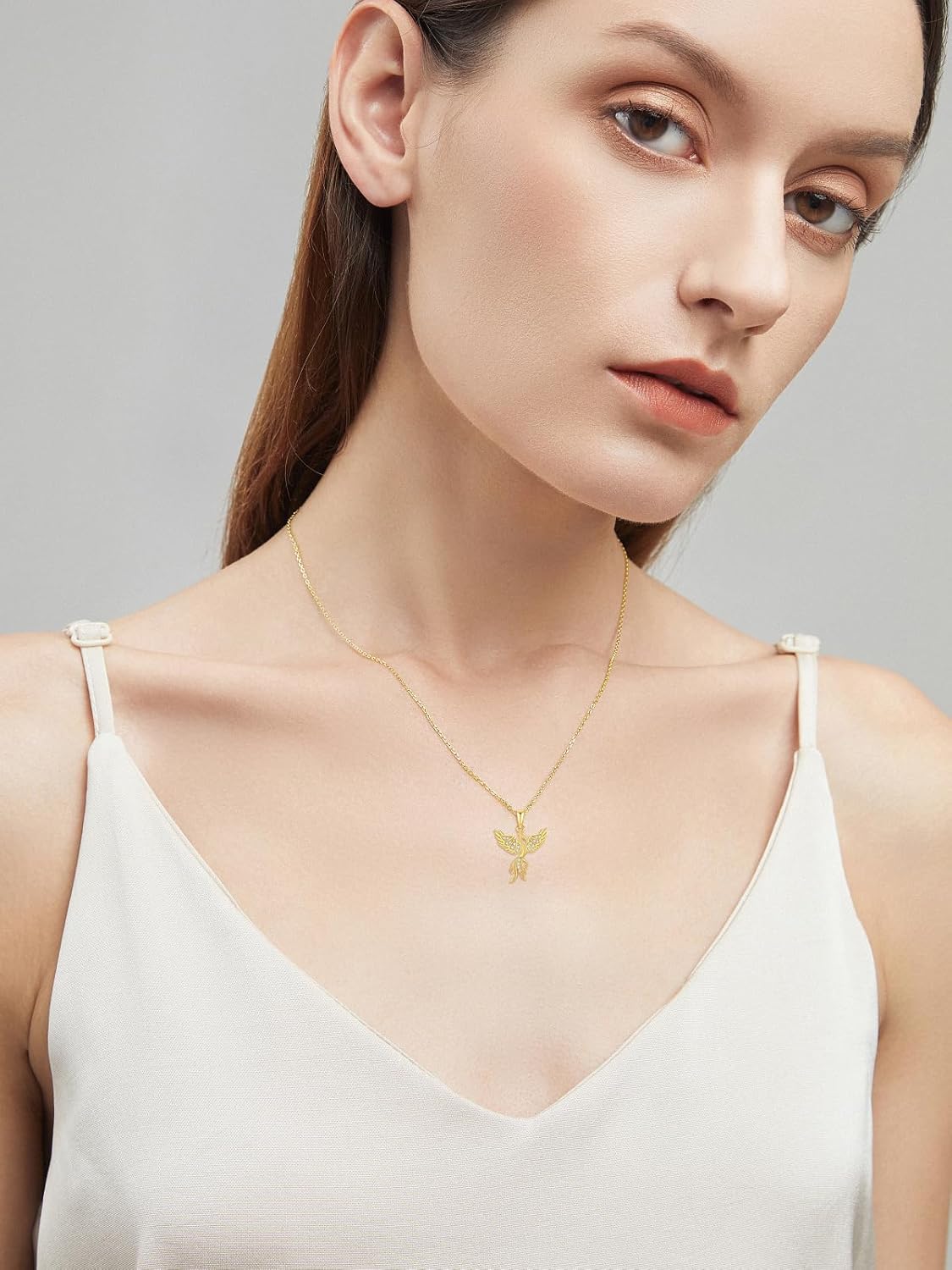 14K Gold Phoenix Necklace for Women Animal Pendant Phoenix Jewerlry Birthday Gifts for Her Girlfriend Mom Sister 16 Inches