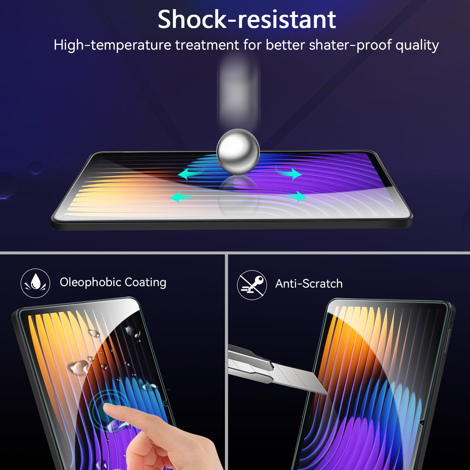 iVoler 2 sztuki szkła hartowanego do Xiaomi Pad 8/Pad 8 PRO/Xiaomi Pad 7/Pad 7 PRO/Xiaomi Poco Pad X1 11,2 cala, ochrona ekranu przed zarysowaniem, twardość 9H, wyraźna HD