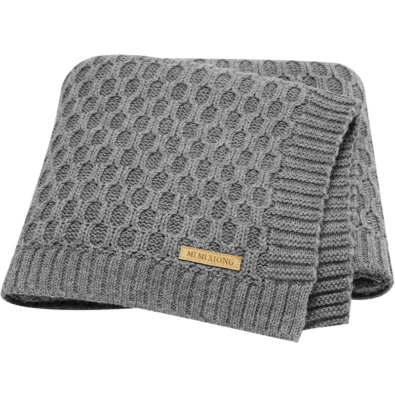 Neiwech Cellular Baby Blanket Knitted Soft Blankets for Newborn Boy Girl 100 * 80cm Grey, 100 cm x 80 cm
