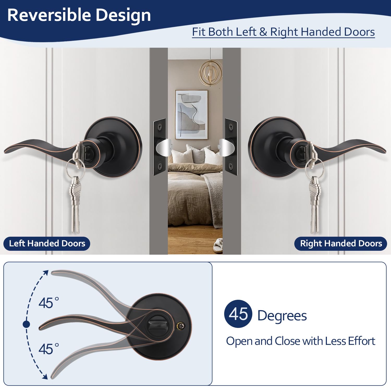 KNOBWELL Levier De Porte D'entrée à Clé Avec Clé En Bronze