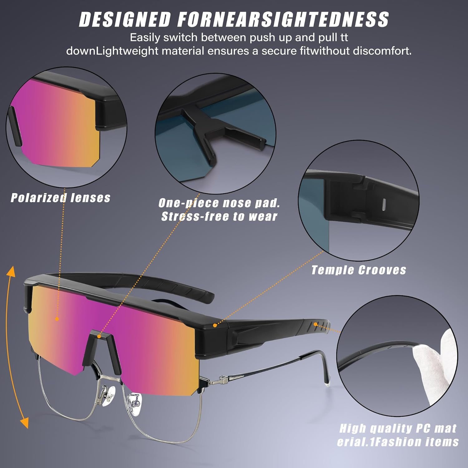 GRFISIA Polarized Fit Over Glasses Sunglasses for Men Women, UV Protection Sports Wrap Around for Driving Cycling Fishing - Image 5