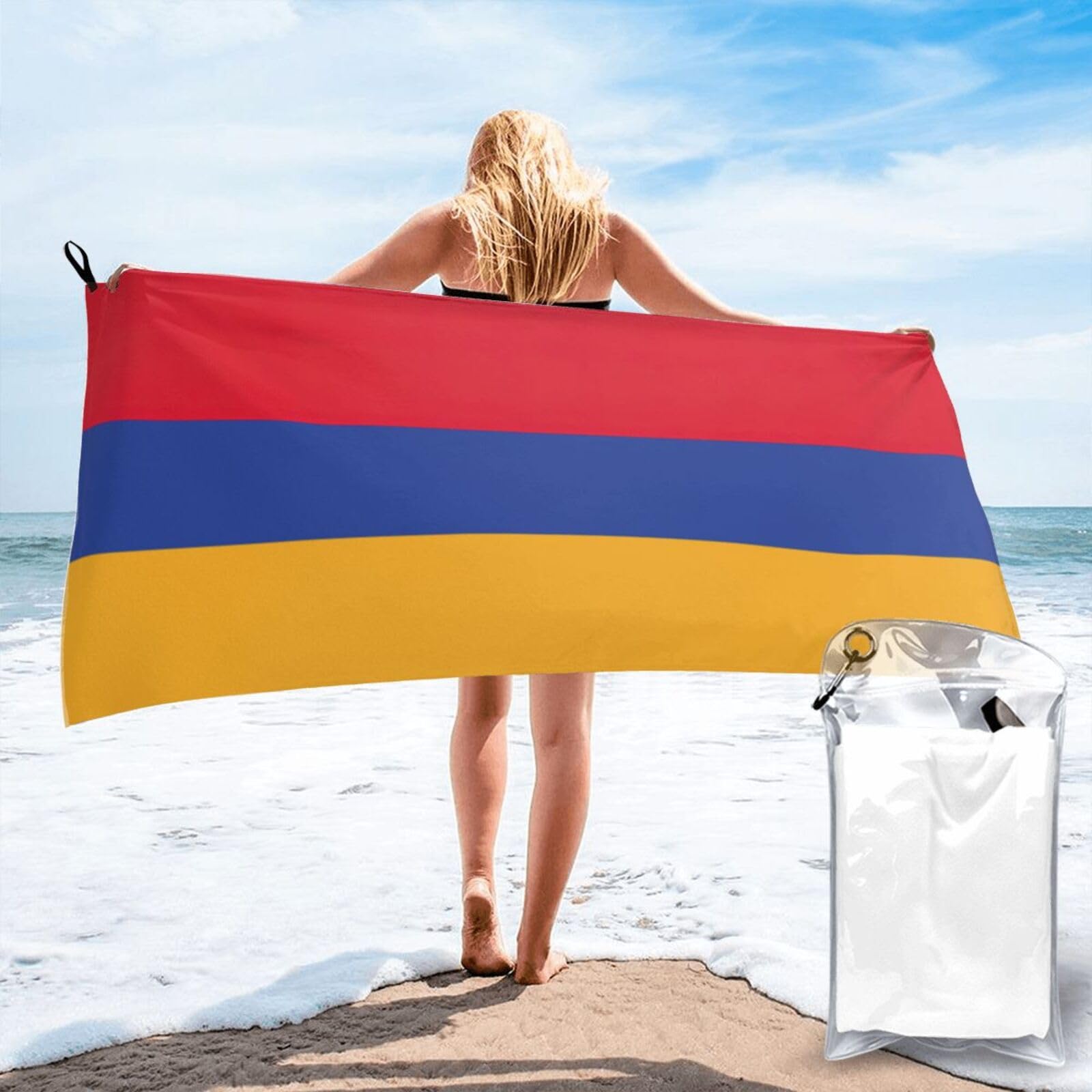 pojknbv Flag Of Armenia Print Travel Gym Towel For Beach Camping Hiking Yoga Lightweight Reusable Versatility