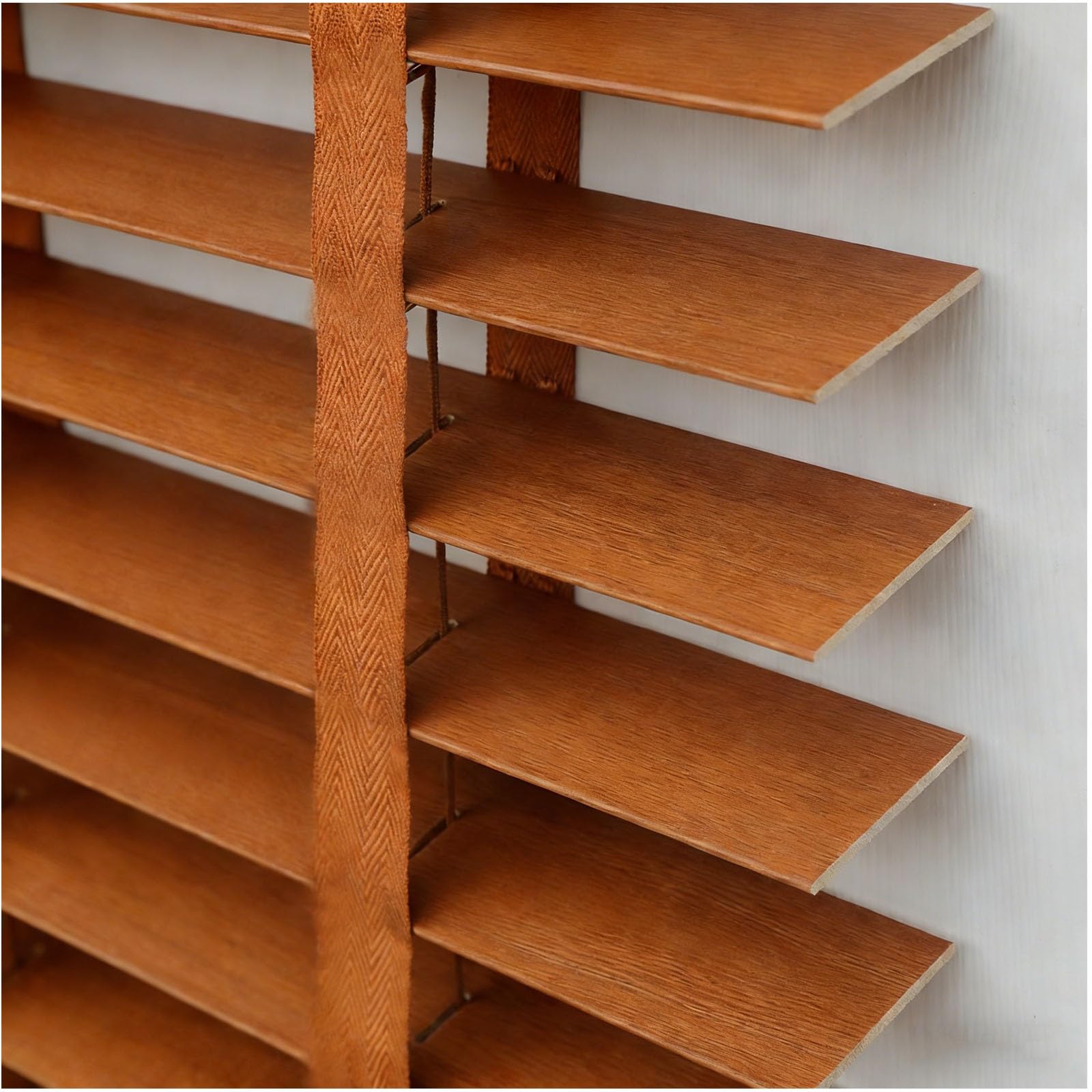 Tenda veneziana orizzontale in legno massello, 5,1 cm, oscurante, disponibile in 68-170 cm, colore marrone chiaro, perfetta per finestre di ufficio e camera da letto
