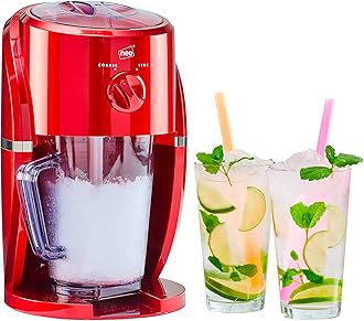 Neo Ice Crusher Slush Machine Electric Crushed Ice Maker with Removable Jug for Blending Slushies, Cocktails, Frappe, Coffee and Iced Tea (Red)