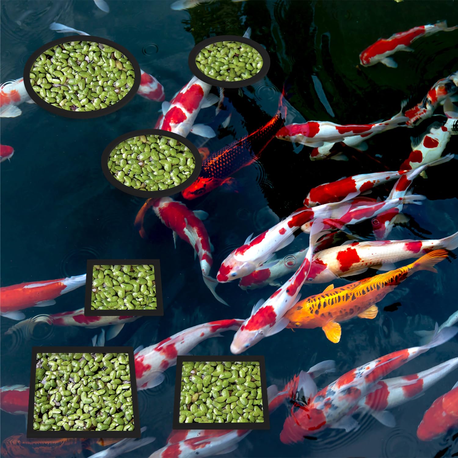 6 Anelli Per Piante Galleggianti Acquario - Verde, Rotondi E Quadrati