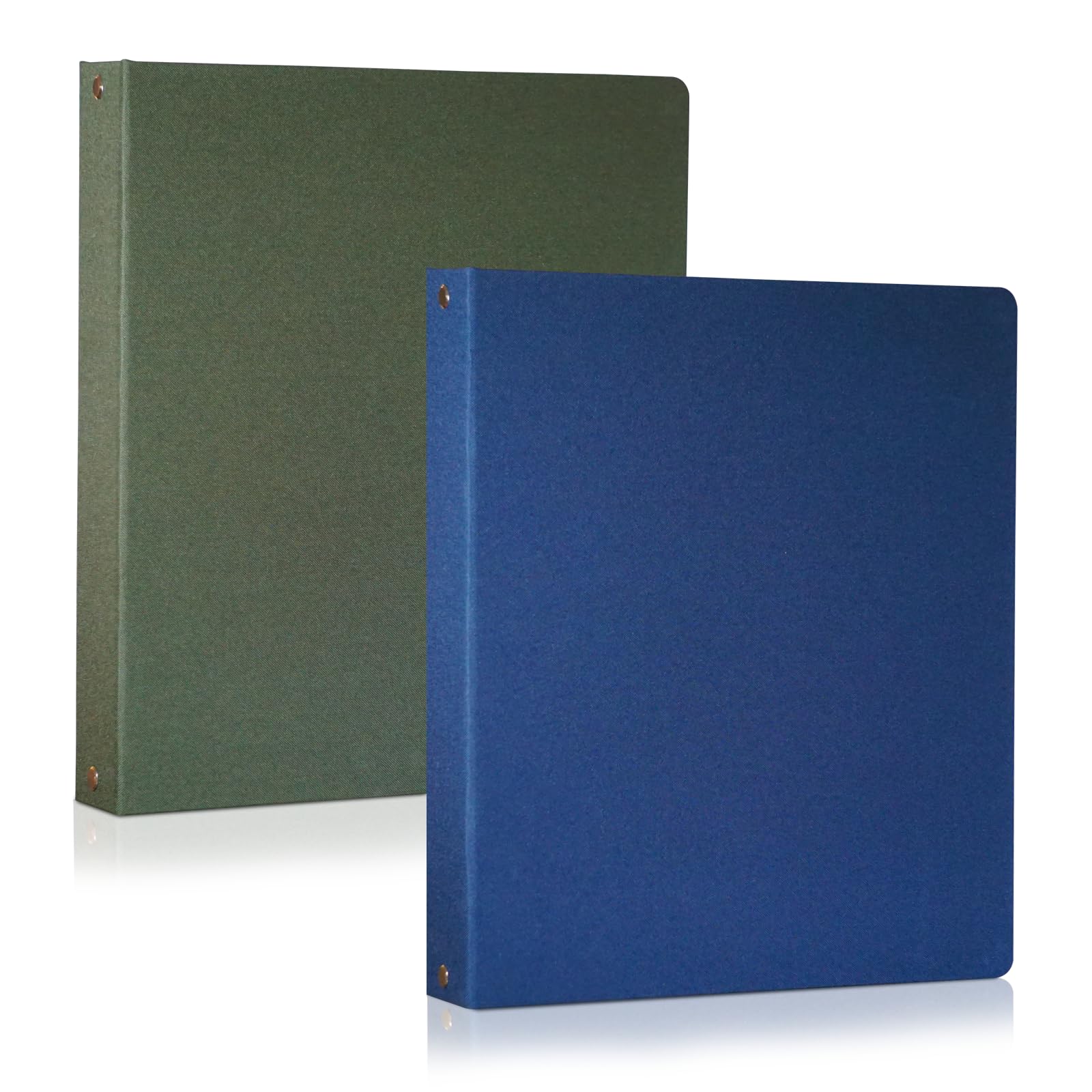 Linen Fabric 3 Ring Binder with Inner Leaf Pockets - Premier Professional Quality Design -10.25" X 11.5 (2 Pack) - 1.5 in 3 Hole Punch - Colors Forest Green and Royal Blue - for Work Home and School