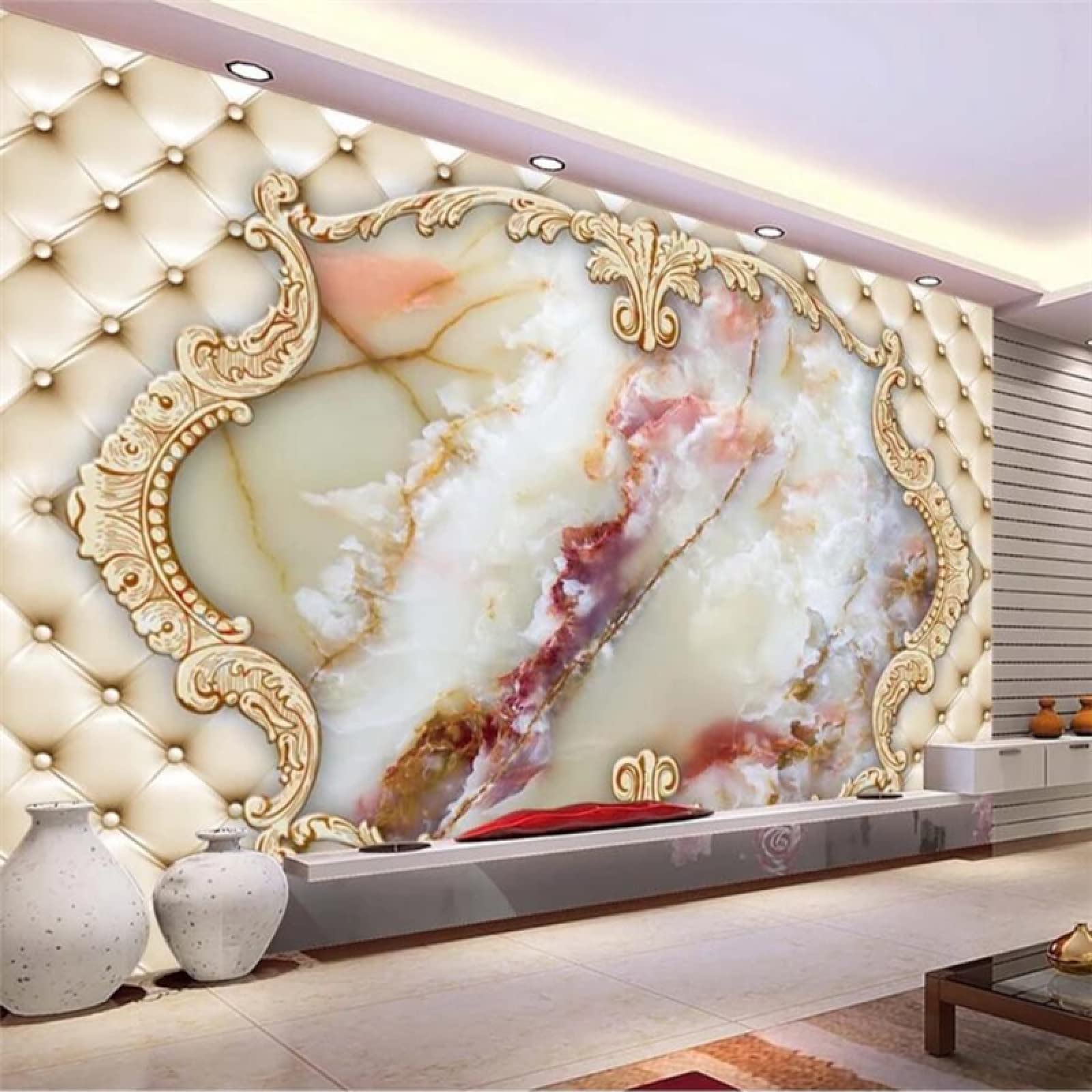 Mural 3D salon tapeta złota tapicerka marmur PCW samoprzylepna sypialnia tło naklejka ścienna sztuka ścienna
