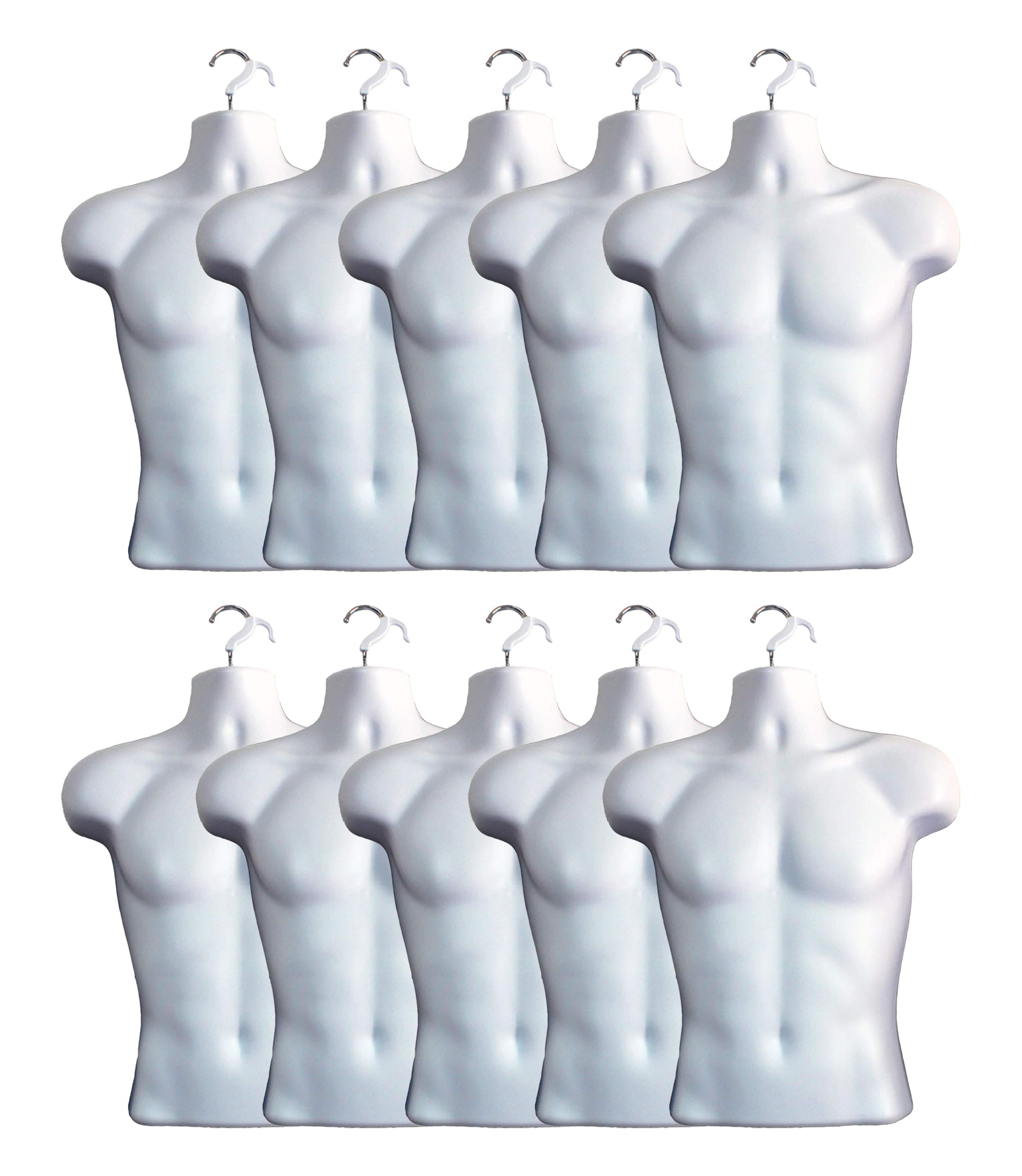 Display Guru Male Hanging Mannequin Half Body Form 3 Quarter Shop Bust Display (White x10)