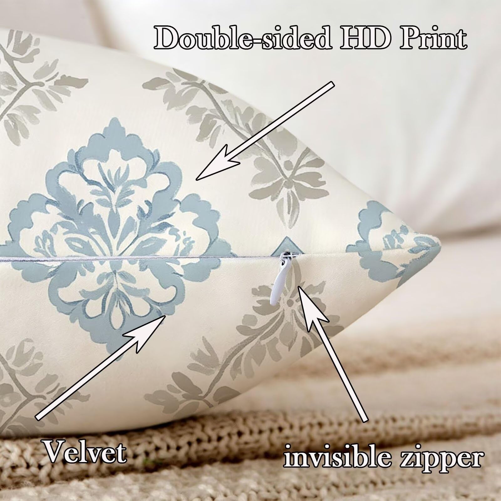 Kissenbezug 65x65cm Outdoor Kissen 2er Set nordisch Mandala Samt Dekokissen