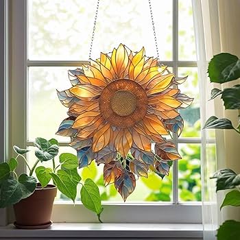 Amazon.co.jp: ステンド グラス ひまわり、ひまわりのステンド グラス