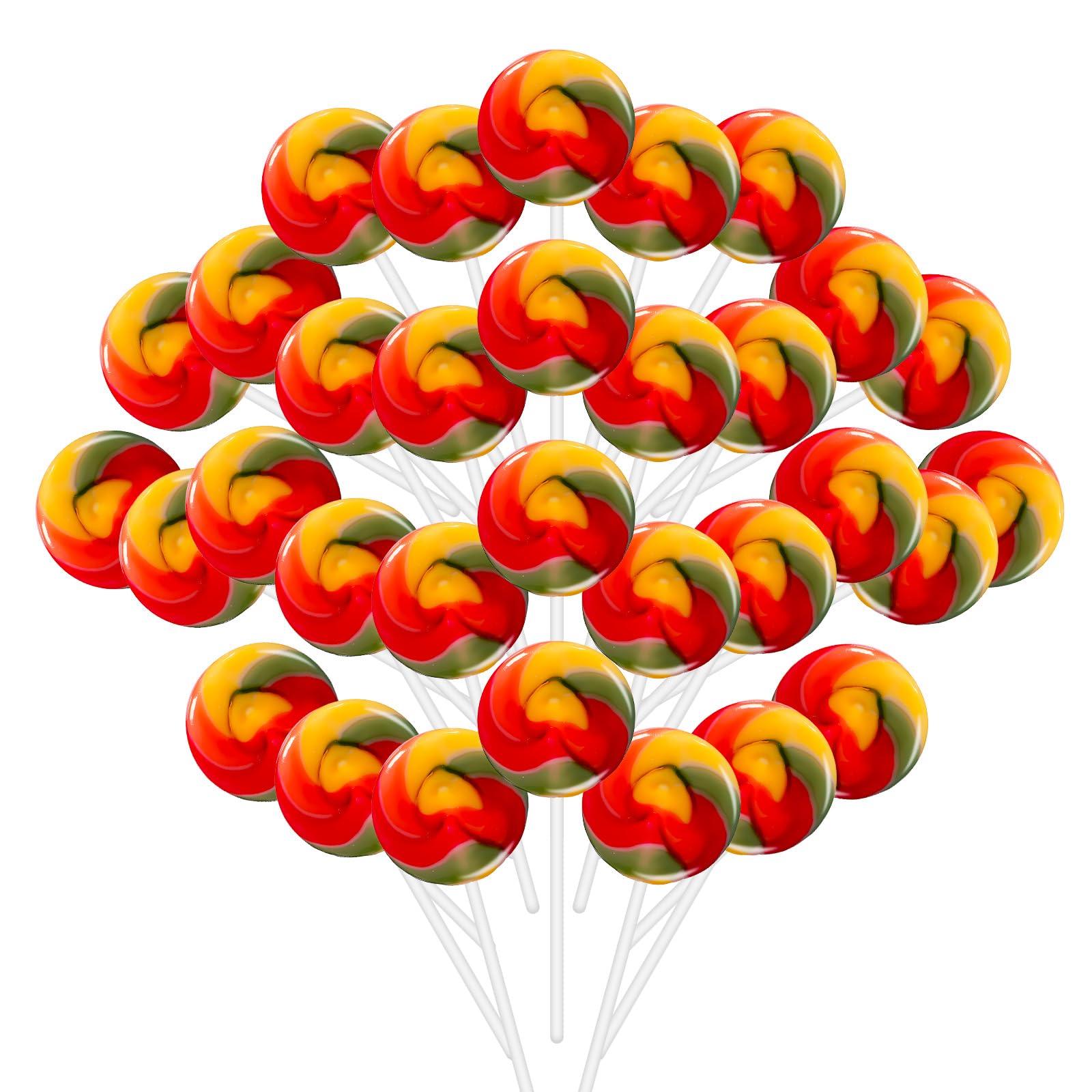 32 Pack Rainbow Candy Lollipops Without Dyes and Artificial Colors, Individually Wrapped Lollipops Sucker Bulk, Swirl Lollipop Candies, Candy Buffet,