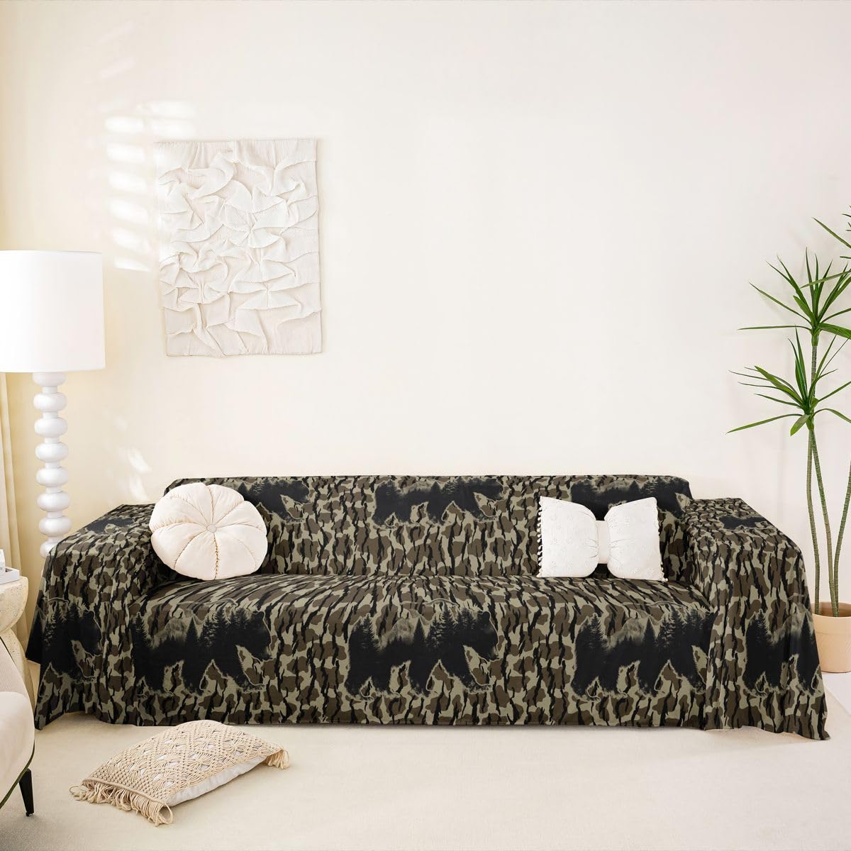 Homewish Housse de Canapé 231 x 340 cm Camouflage Ours Chasse