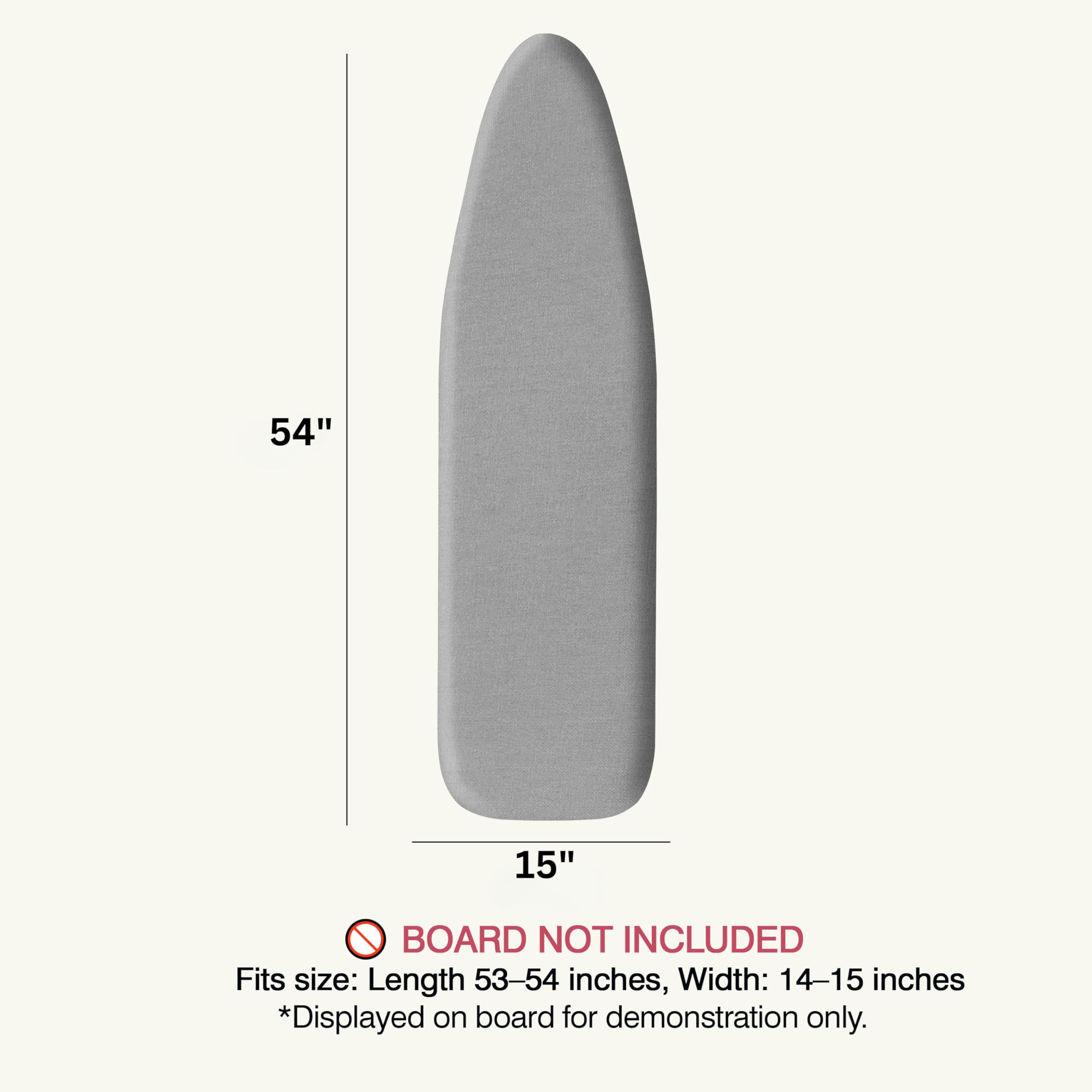 UniSimp - Funda con base para tabla de planchar, 38 × 137 cm, algodón natural extragrueso, resistente a quemaduras y manchas, tamaño estándar, fijaciones resistentes, borde elástico, gris