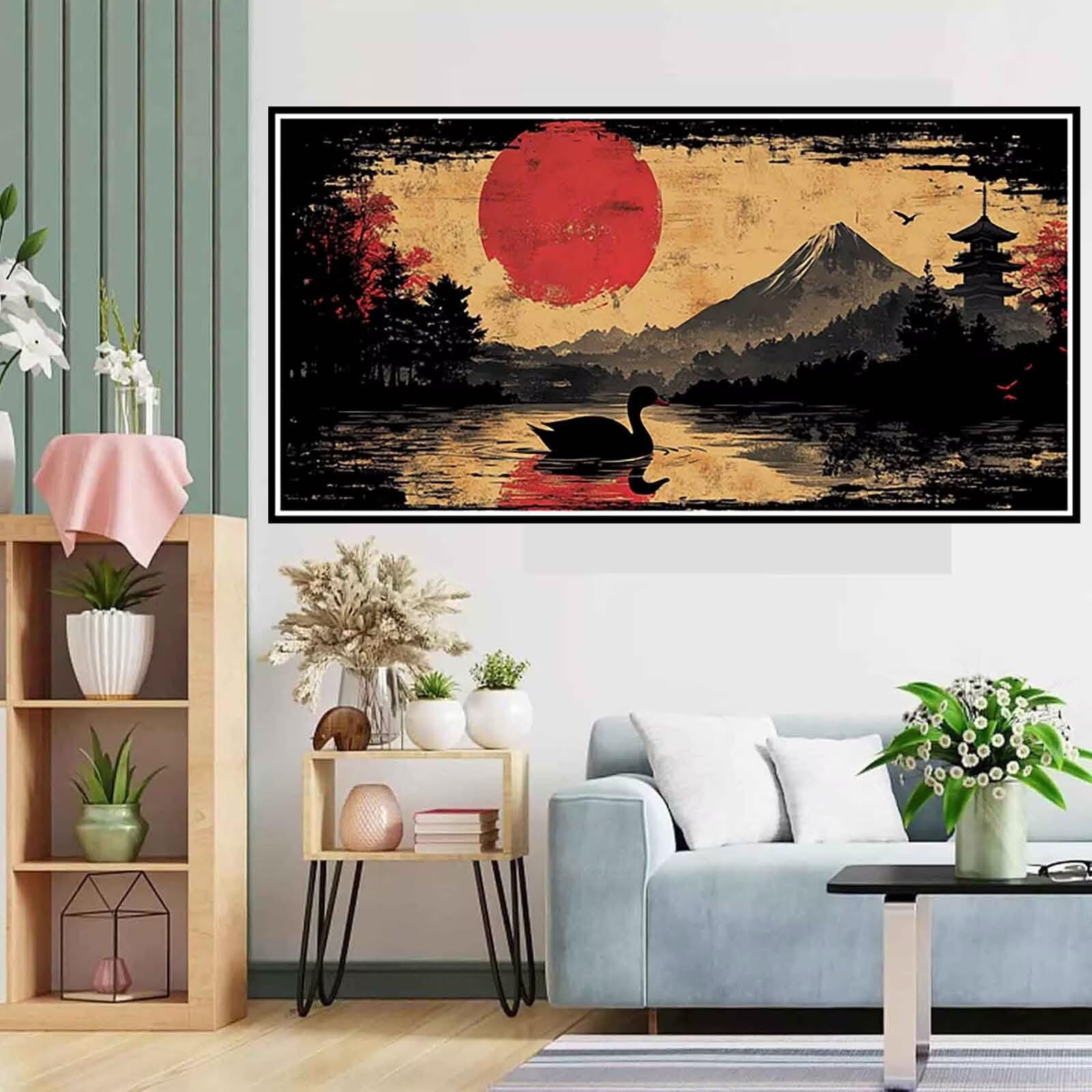 Berg Fuji Diamond Painting dla dorosłych, obraz diamentowy, japoński, kryształowy, 5D "zrób to sam", okrągłe, pełne wiertło, mozaika, zestaw do majsterkowania, do dekoracji domu, salonu, prezent dla
