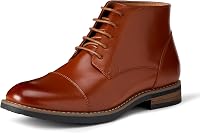 Amazon Essentials Men's Cap Toe Ankle Dress Boots - Comfortable Faux Leather, Non-Slip Sole, 1.75" Heel