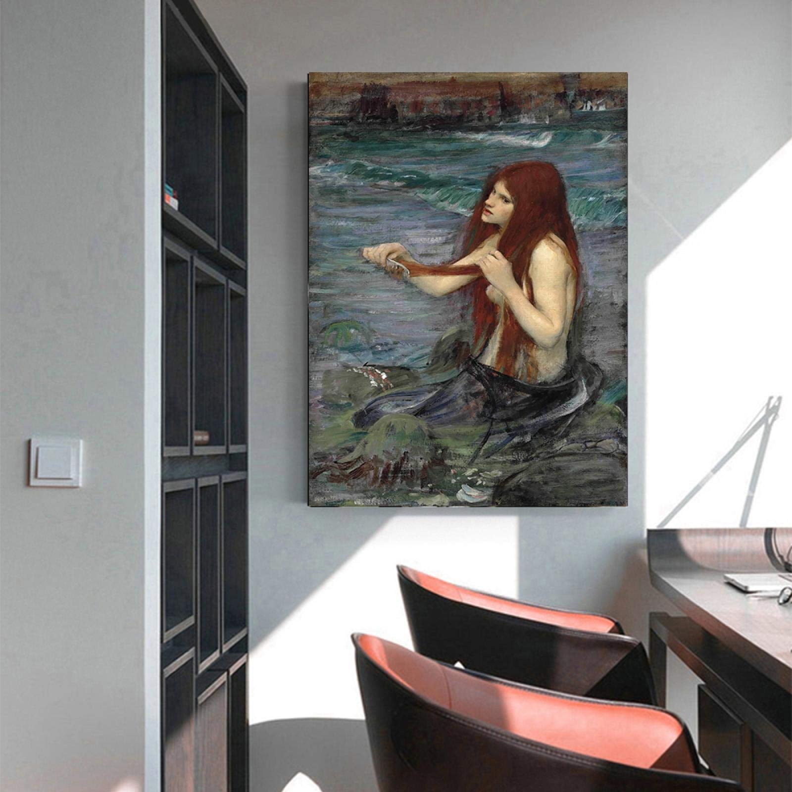 Wandbild 'Die Meerjungfrau' Von Waterhouse - Leinwanddruck 40x30 Cm Auf Keilrahmen, Made In Germany