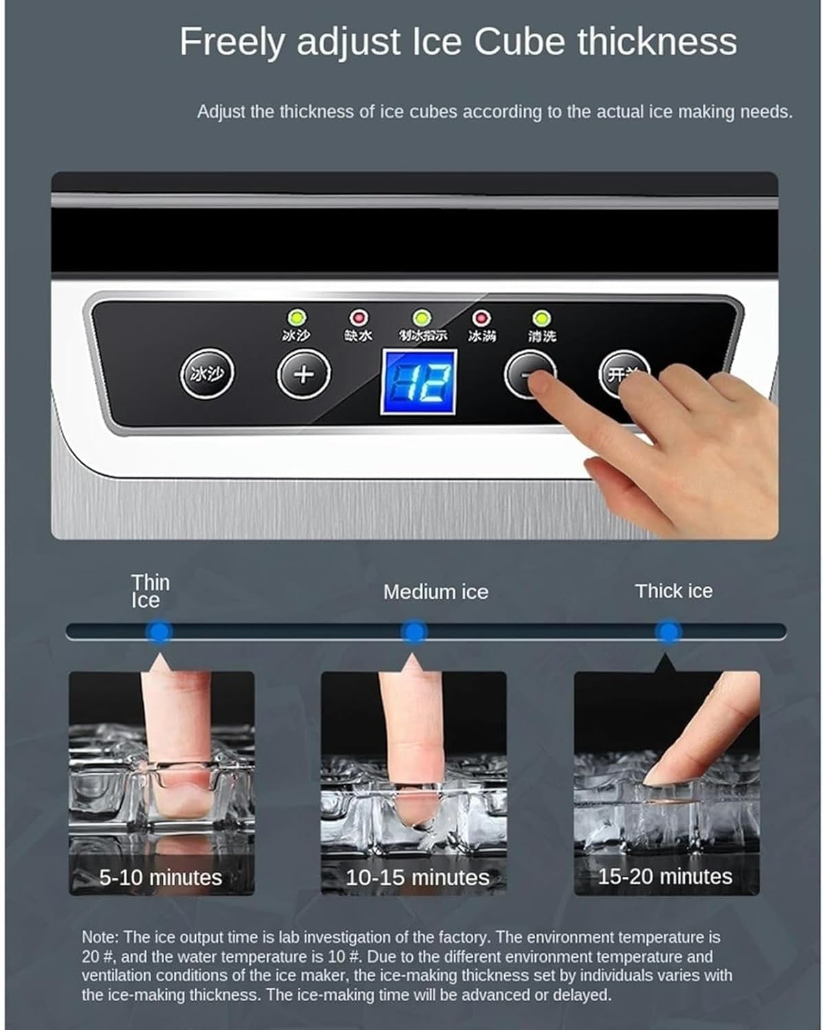 AMNOOL Machine to Make Ice On Countertop 40kg Ice Machine, Commercial Milk Tea Store, Large Ice Cubes, Completely Automatic Ice Manufacturing for The Small Home, M