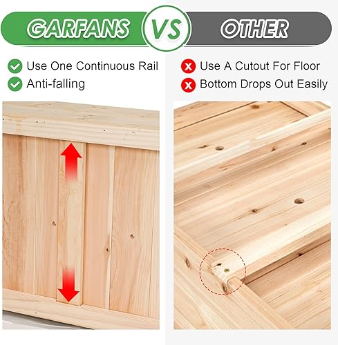 Miniatura 3 de GARFANS Jardinera elevada de madera con estante de almacenamiento para verduras, flores, hierbas, maceta elevada con patas, kit de cama de jardín