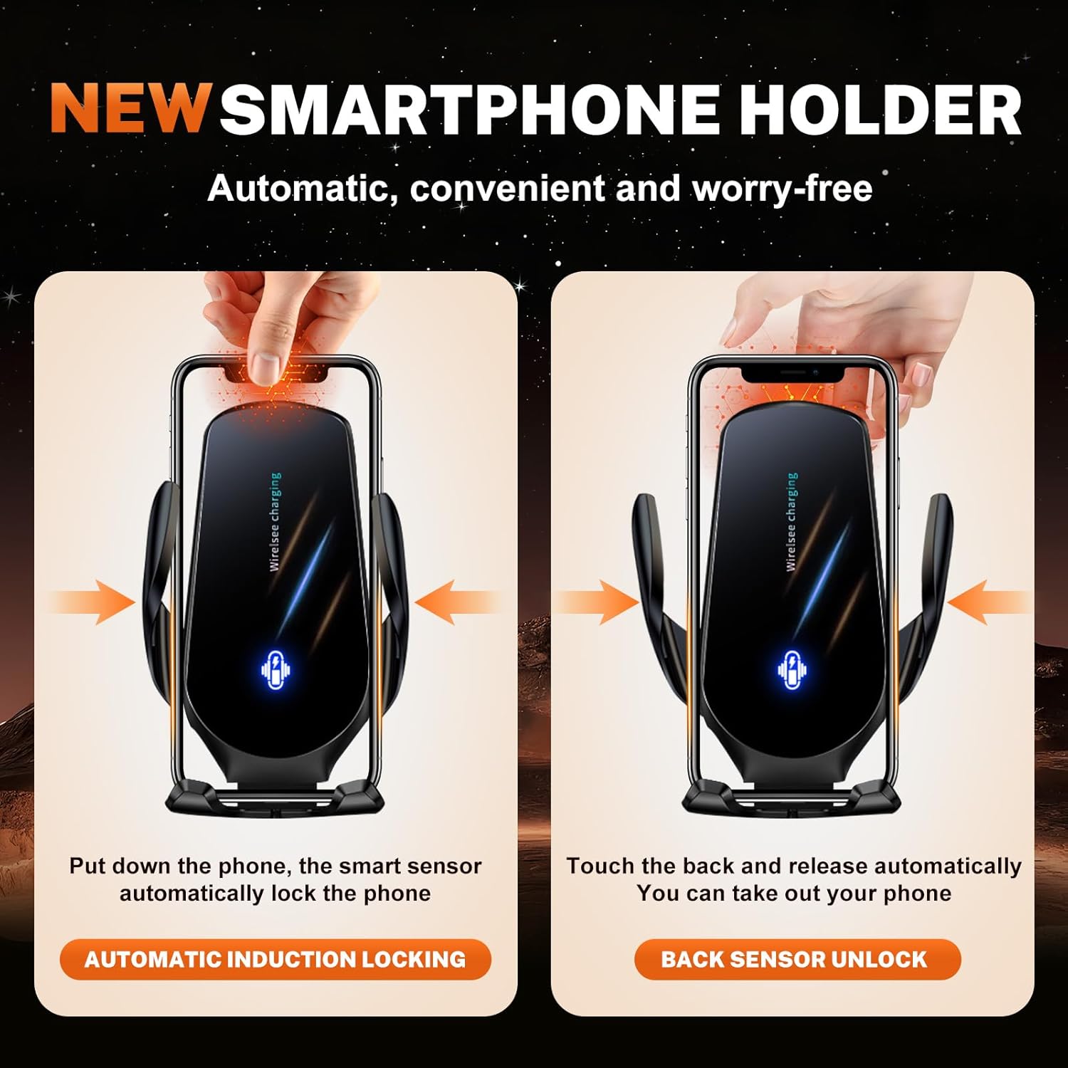 Phone Holders for Your car, Custom fit Toyota Tacoma 2016-2023, Electric Phone Holder, Wireless Charging, Thick case Compatible, fits All Phones, Car Accessories, Not Affect Air Vent