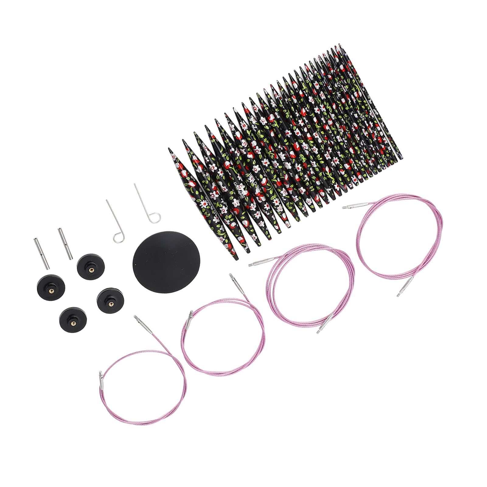 Juego de 13 pares de agujas de tejer circulares desmontables, set de agujas circulares de aluminio con diseño impreso, kit de tejer intercambiables de múltiples tamaños con cables