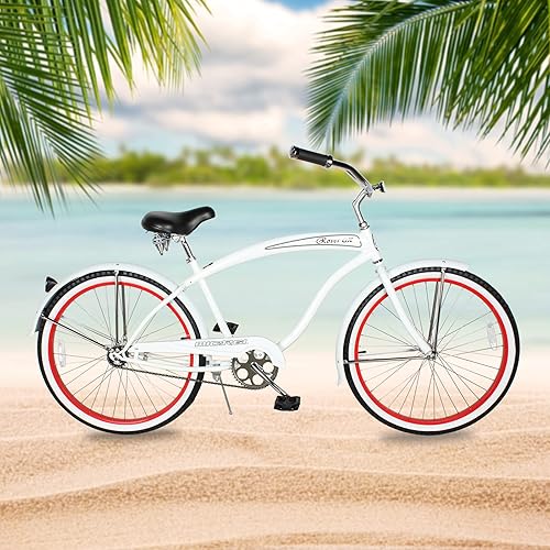 Vista 115 de MICARGI Bicicleta híbrida para adultos de 24/26 pulgadas, bicicleta híbrida de 1/7 velocidades para mujeres, hombres, personas mayores, bicicleta