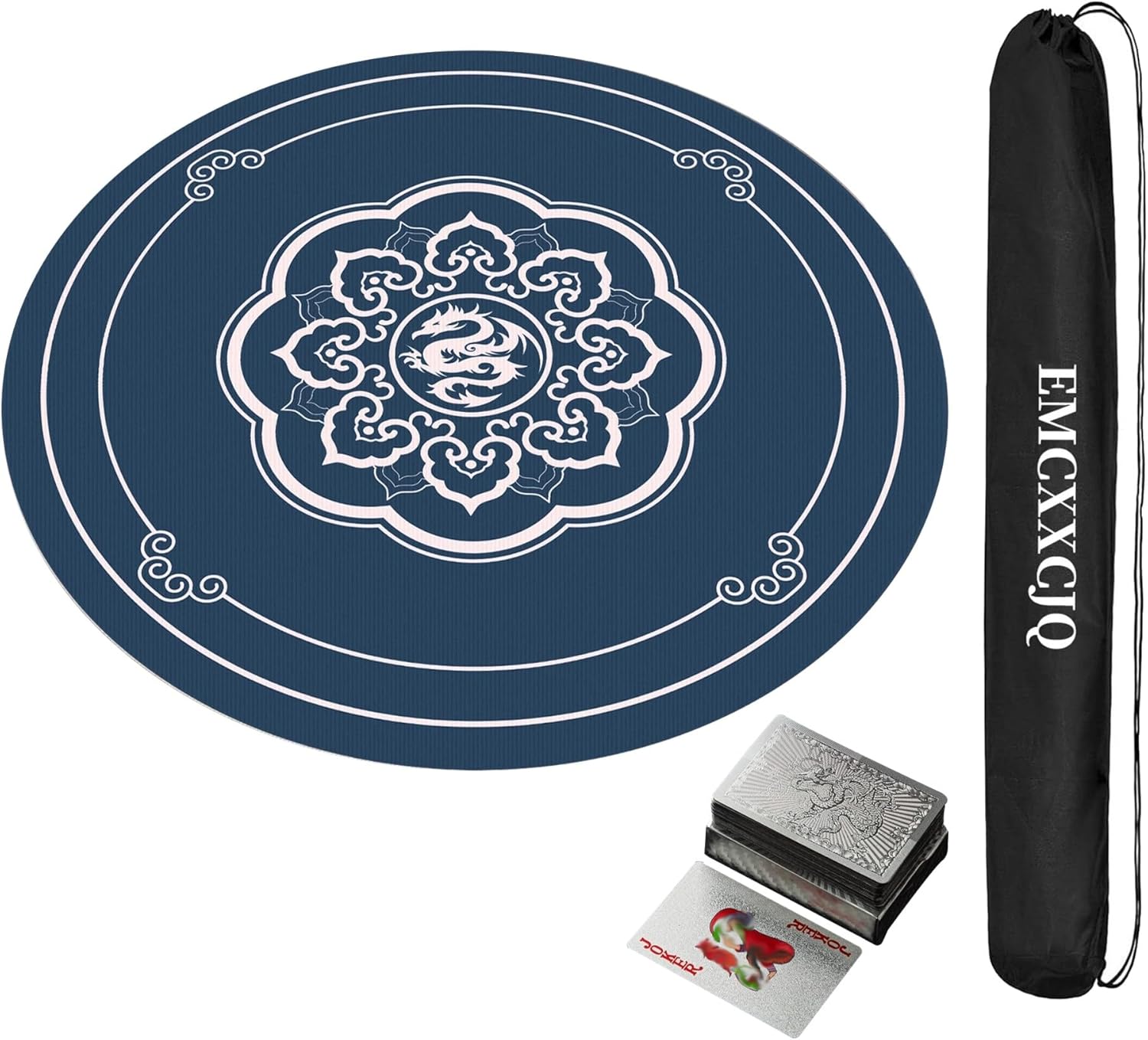 Mahjong Mat Thickened Mahjong Table Mat Carry Bag Anti Slip Noise Reduction Table Cover for Mahjong, Poker, Board Games(Pink,140cm)