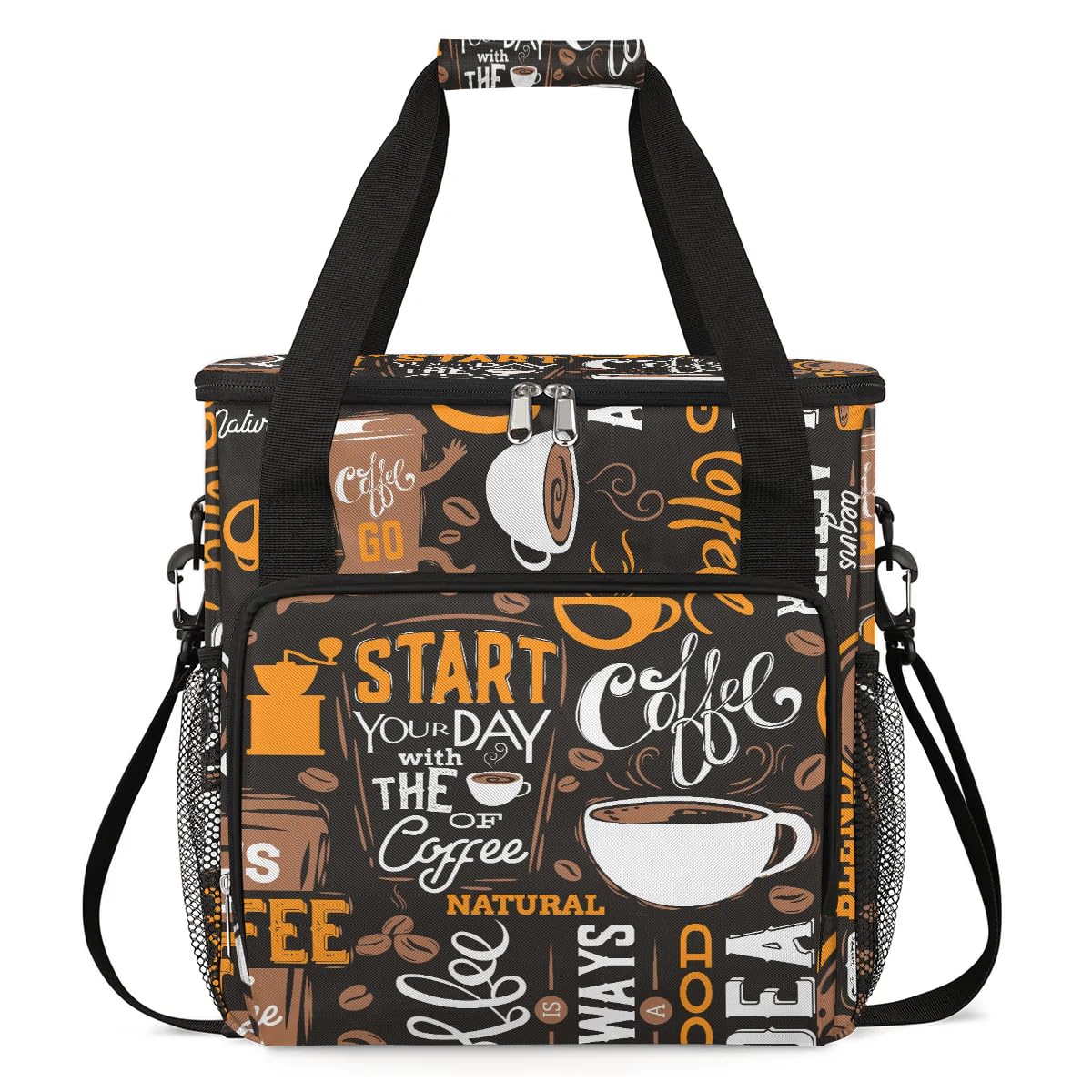 coffee beans cup yellow Coffee Maker Carring Bag Travel Carrying Storage Tote Bag Compatible with Keurig K-Mini or