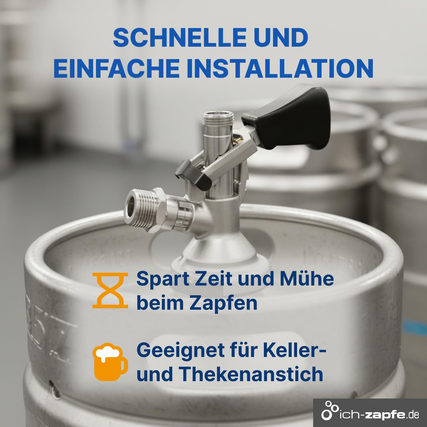 Kombi Zapfkopf für Bierkühler und Zapfanlagen - Kombi Keg Zapfkopf - Professioneller Zapfkopf für Bierfässer - Hochwertiger Kombi Zapfkopf Typ M - Edelstahl Kombi Zapfkopf für Kegs