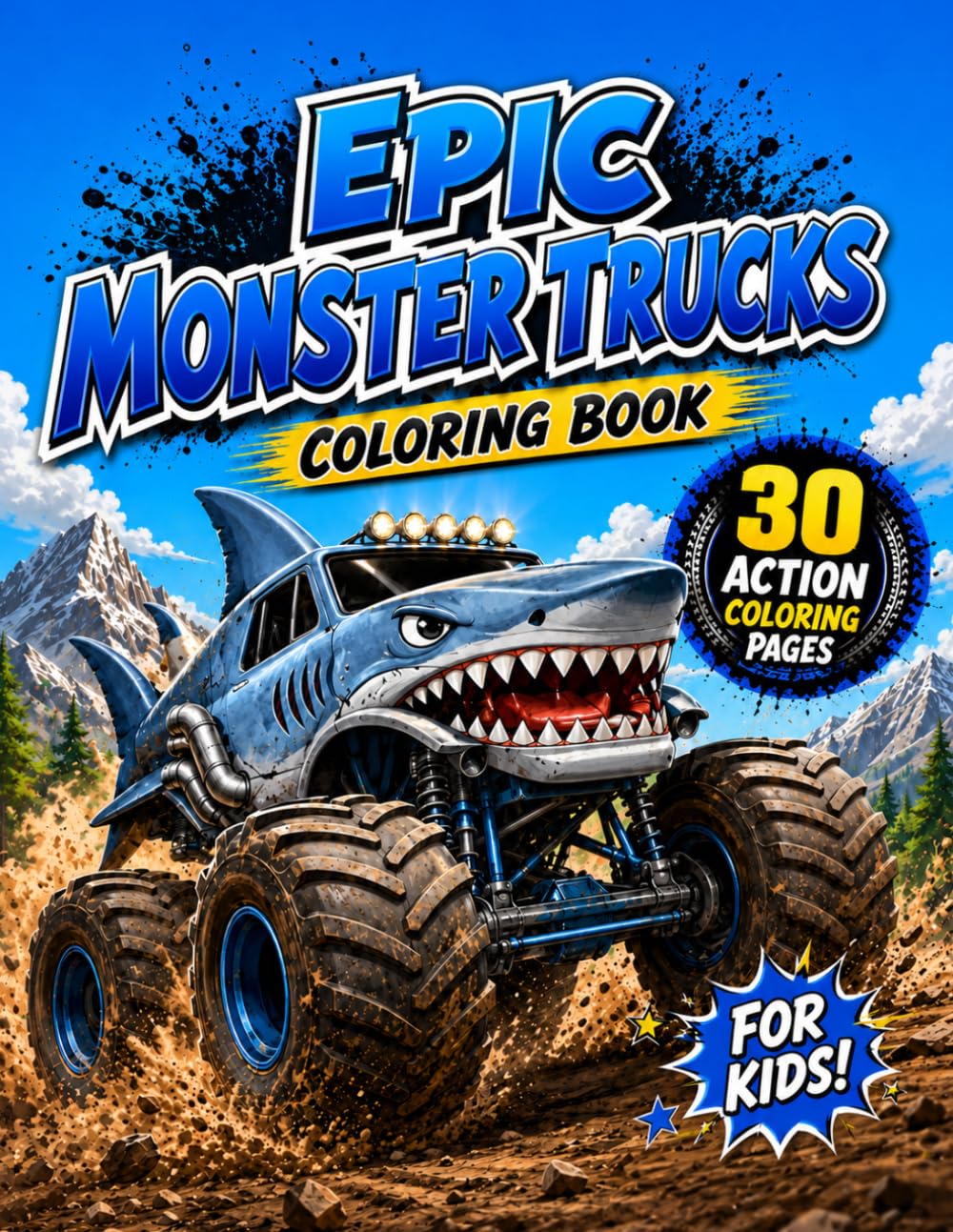 Epic Monster Trucks Coloring Book: 30 Action-Packed Monster Truck Coloring Pages for Kids
