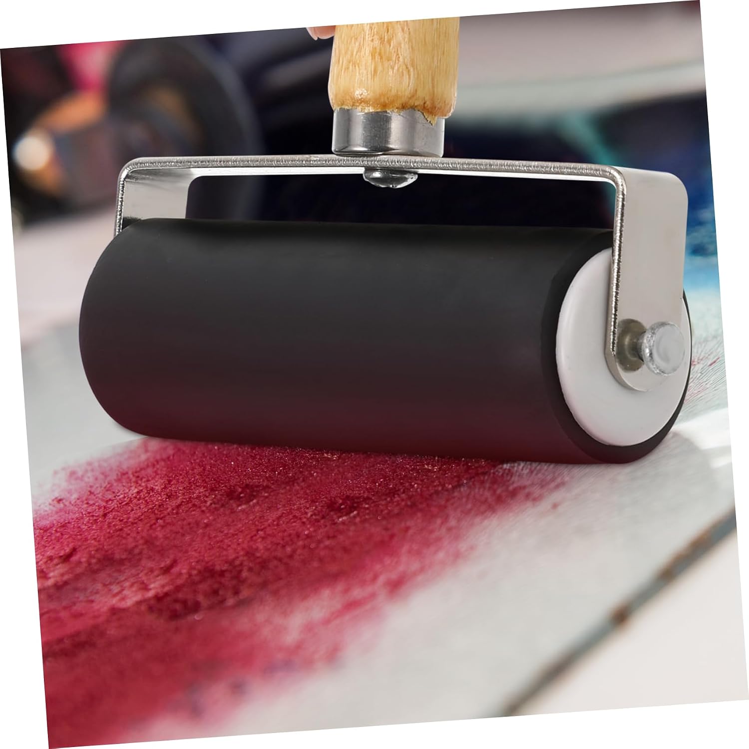 TOPPERFUN 2pcs 10cm Printmaking Rollers Ink Stamping Tool Craft Supplies Easy to Use