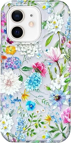 J.west Funda protectora para iPhone 12iPhone 12 Pro 6.1, suave y transparente a prueba de golpes, de poliuretano termoplástico, lindo jardín de