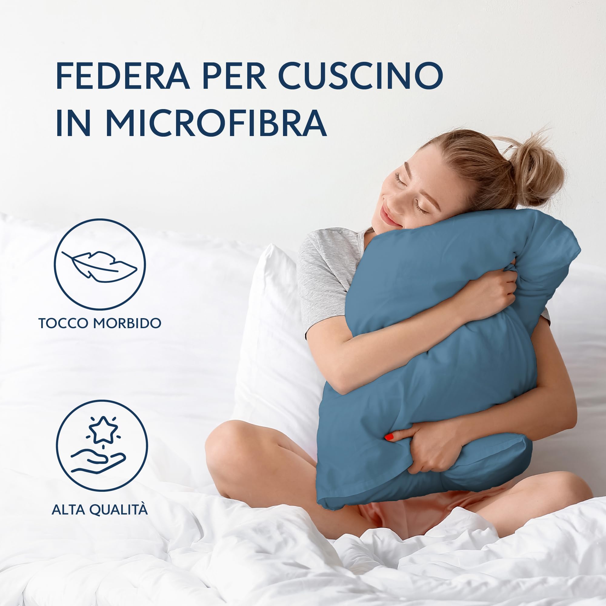 Federe Cuscini 80x80 Cm Set 2 - Microfibra OEKO-TEX Certificata, Colore Beige Dolce - Foto 8