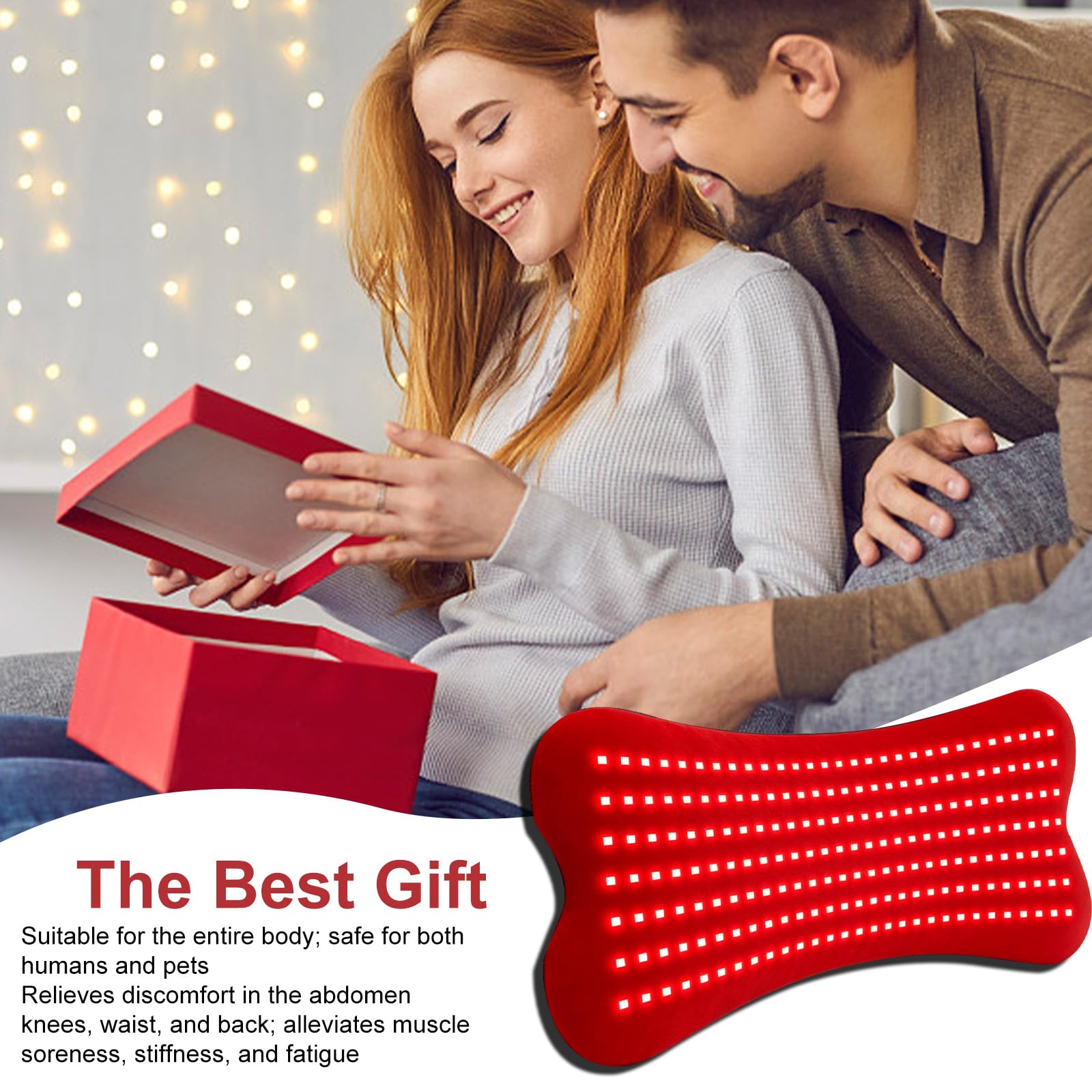 80 x 35 cm esterilla de infrarrojos, 210 LED cinturón de luz roja, cinturón de terapia de luz roja para el cuerpo, terapia de luz roja LED de 660 nm y 850 nm, 5 niveles de brillo y 5 ajustes de tiempo
