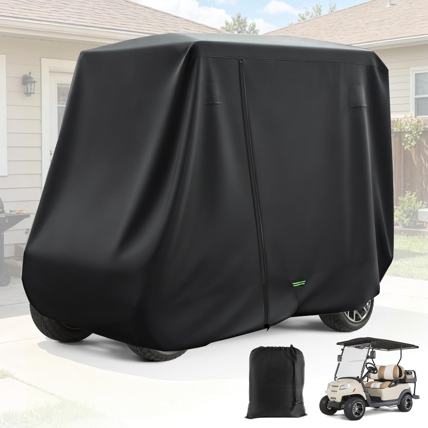 DRIVE UP Golf Cart Cover Fits for 2/4 Passenger Yamaha Club Car EZGO Golf Carts, 420D Waterproof Durable Polyester Cover with Zipper Doors, Dustproof, Sunproof, Windproof