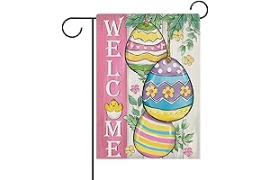 Welcome Easter Eggs Decorative Garden Flag