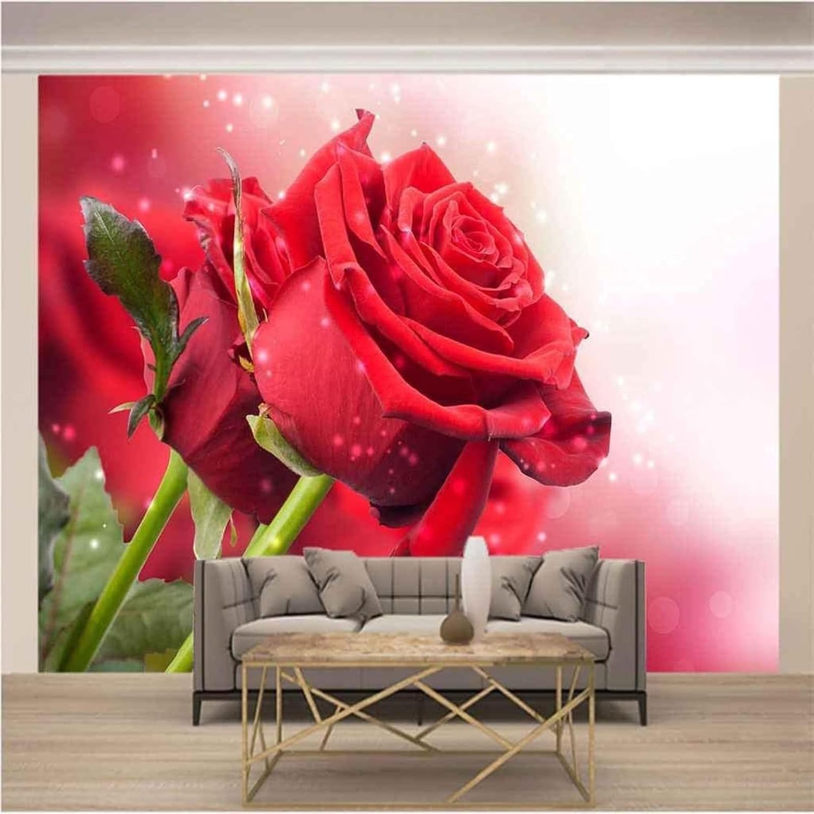 Art mural de salon haut de gamme : fresque florale 3D géante 430x300cm