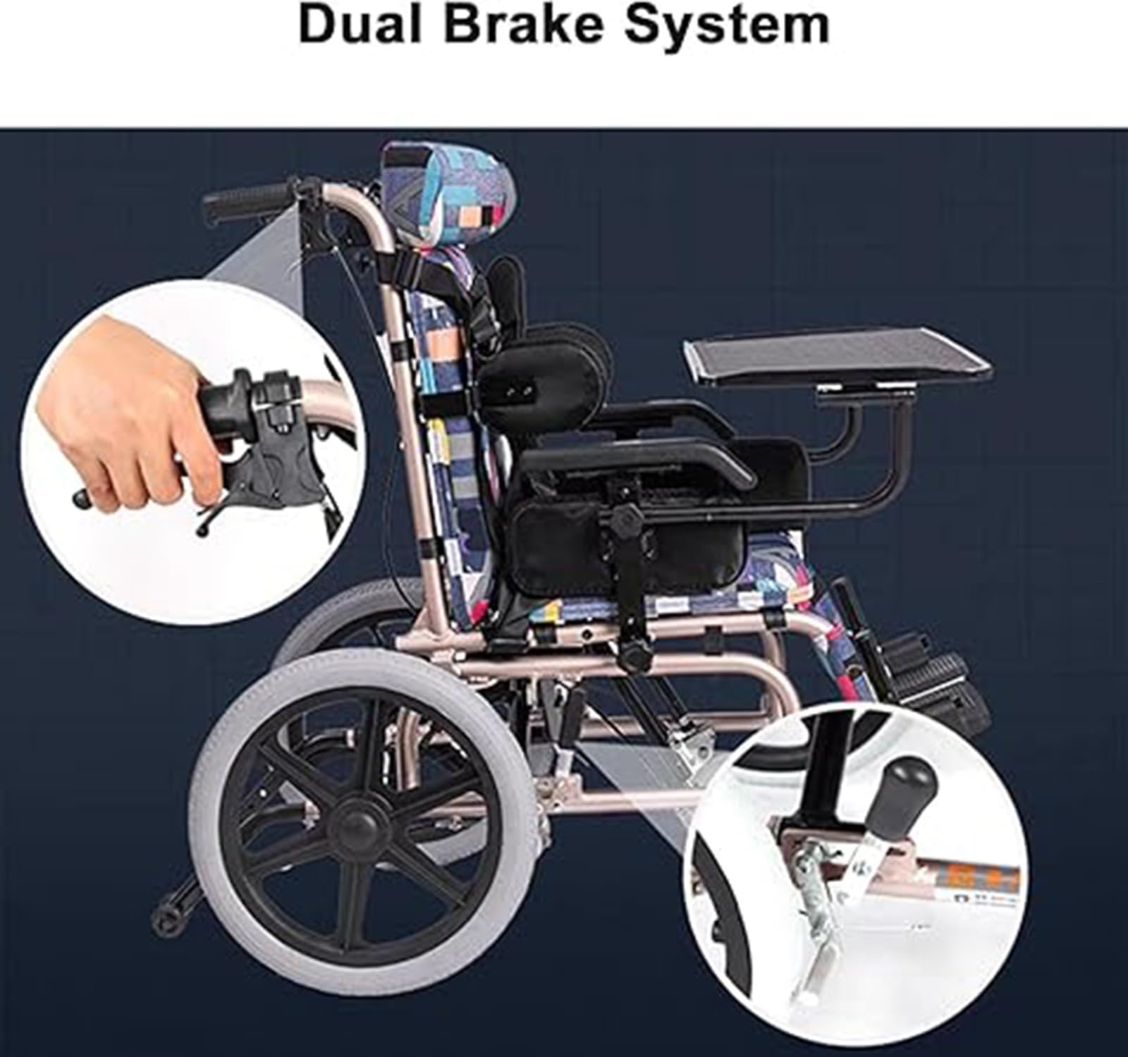 Silla de Ruedas para niños Silla de Ruedas de Transporte Plegable con Mesa para Silla de Ruedas Silla de Ruedas para niños con parálisis Cerebral, Silla de Ruedas de Acero Robusta A