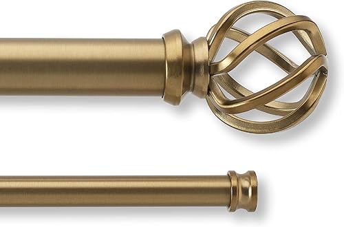 MODE Premium Collection - Juego de barras de cortina doble (barra delantera de 1 18 pulgadas y barra trasera de 58 pulgadas) con remates redondos