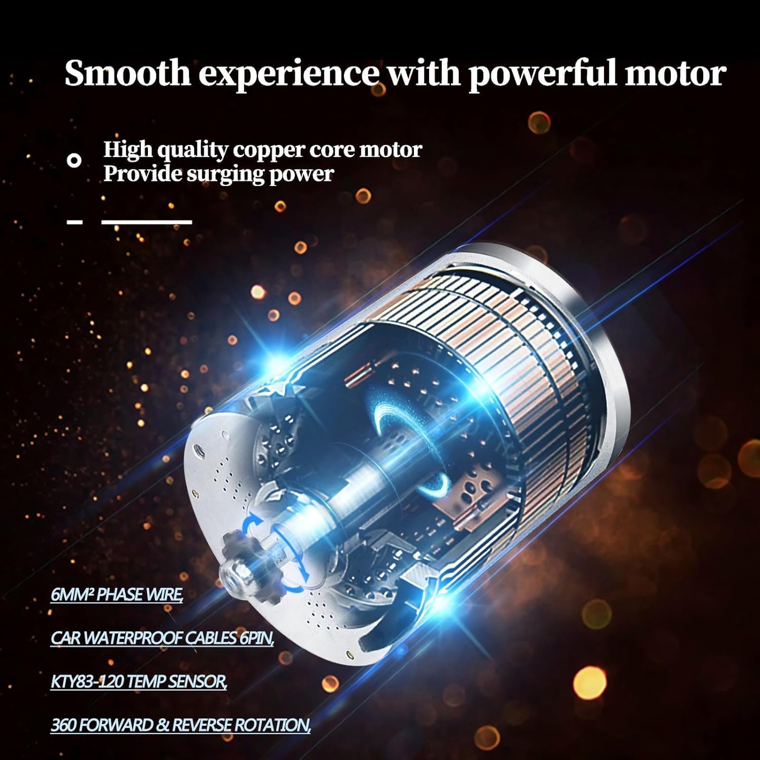 Kunray Electric DC Motor 48V 2000W Motor, Electric Scooter Brushless Motor Max Speed 5700rpm, Electric Dirt Bike Motor Engine, Go Kart Electric Motor with Temperature Sensing