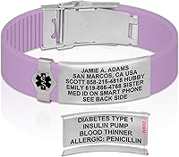 Vista 74 de Divoti Pulsera de identificación de alerta médica grabada personalizada, grabado láser de doble cara, pulsera de silicona, cierre de seguridad