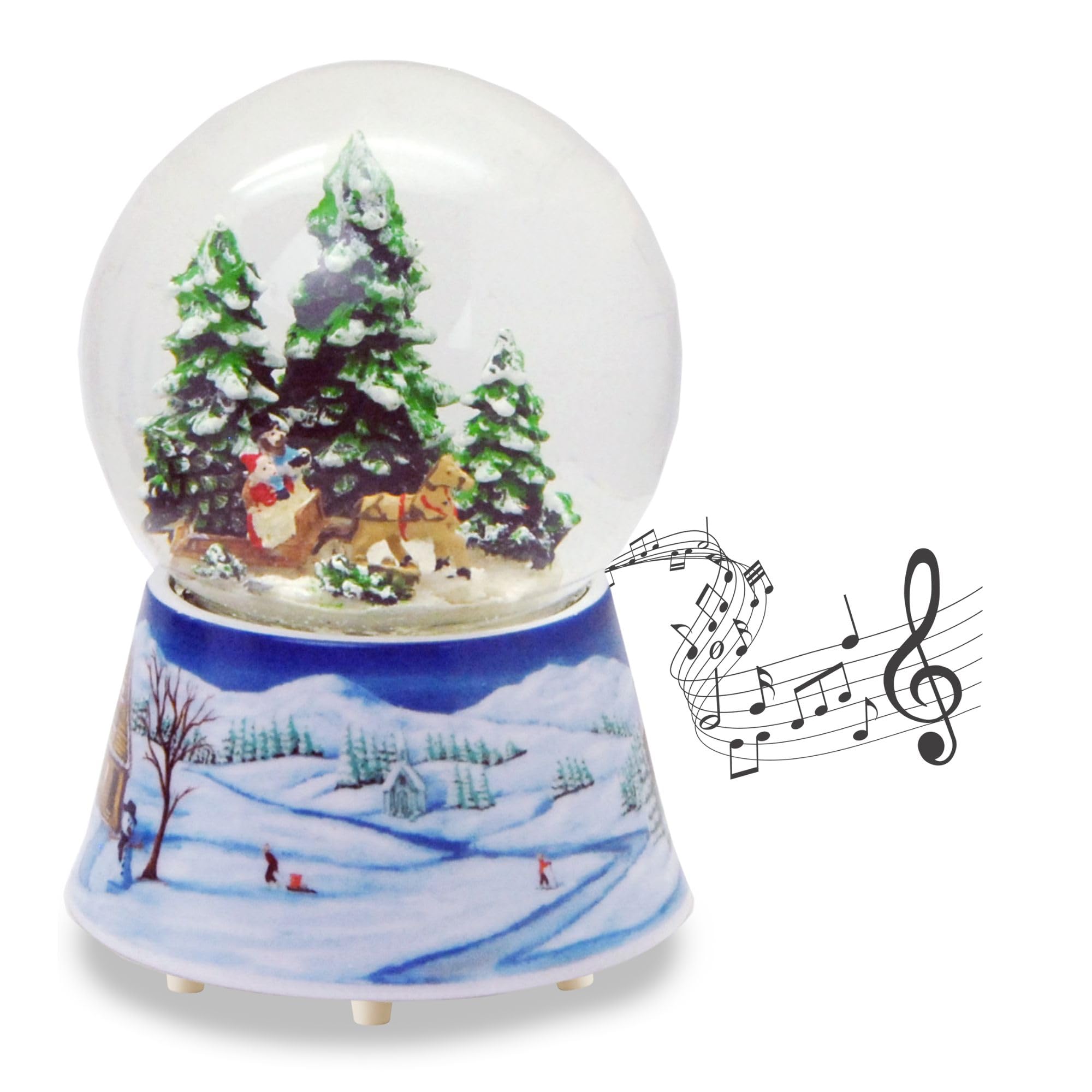20084 Nostalgie- Boule a Neige Balade en calèche Romantique boîte à Musique 10 cm diamètre