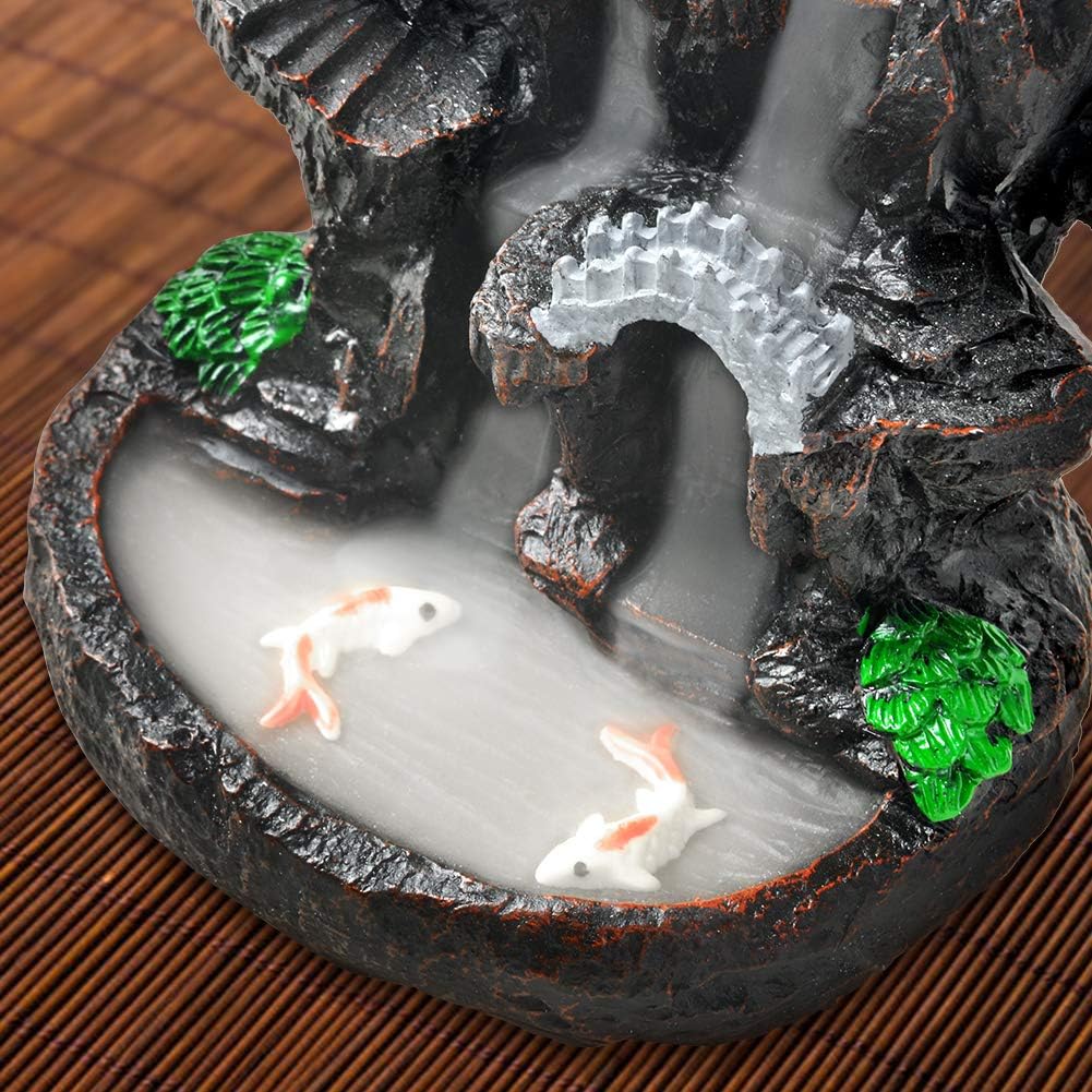 SOLEJAZZ Waterfall Backflow Incense Burner Mountain Incense Holders with 120 Backflow Incense Cones & 30 Incense Stick for Home Office Yoga Aromatcherapy Ornamen