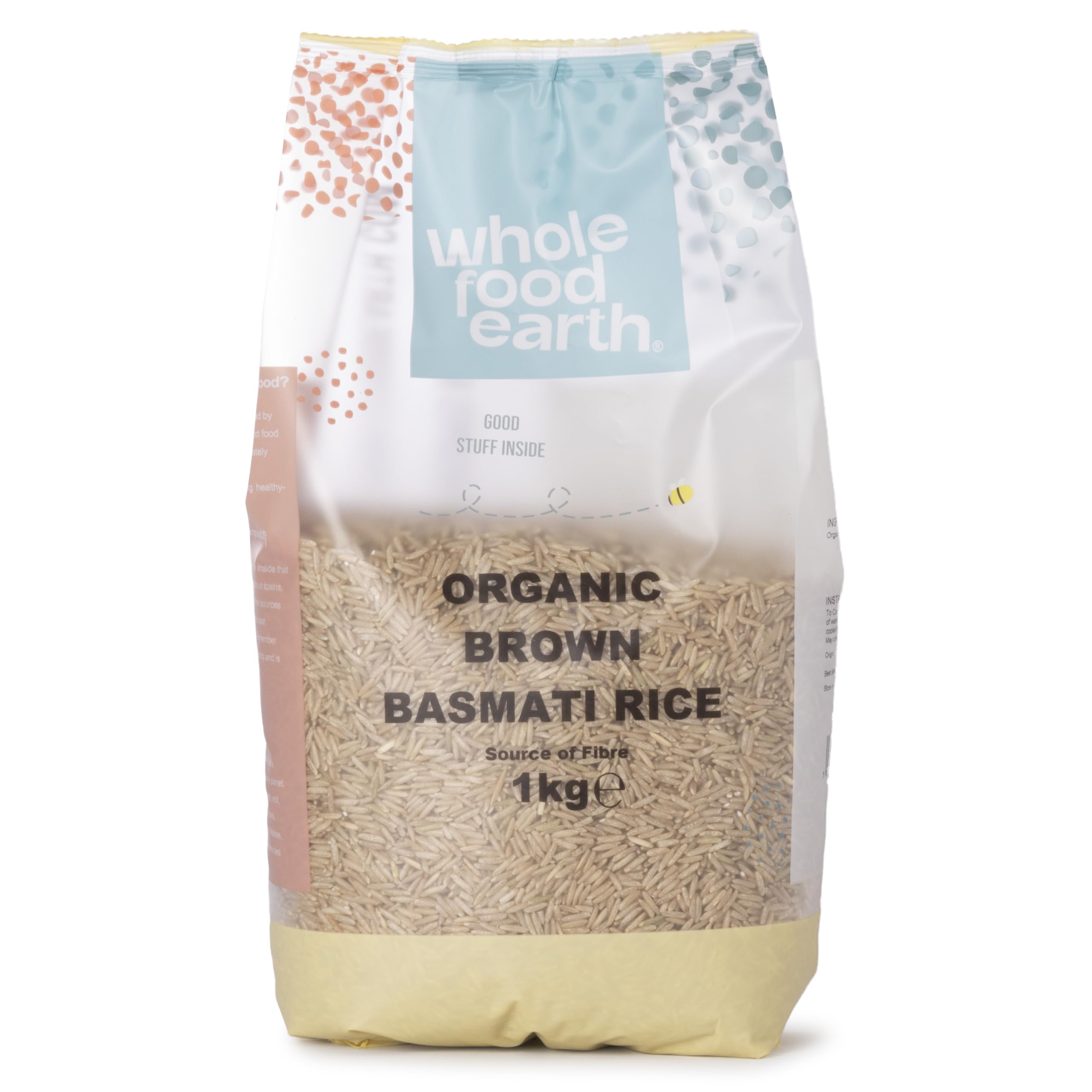 Wholefood Earth Organic Brown Basmati Rice 1kg Vegan | GMO Free | Source of Fibre | Certified Organic