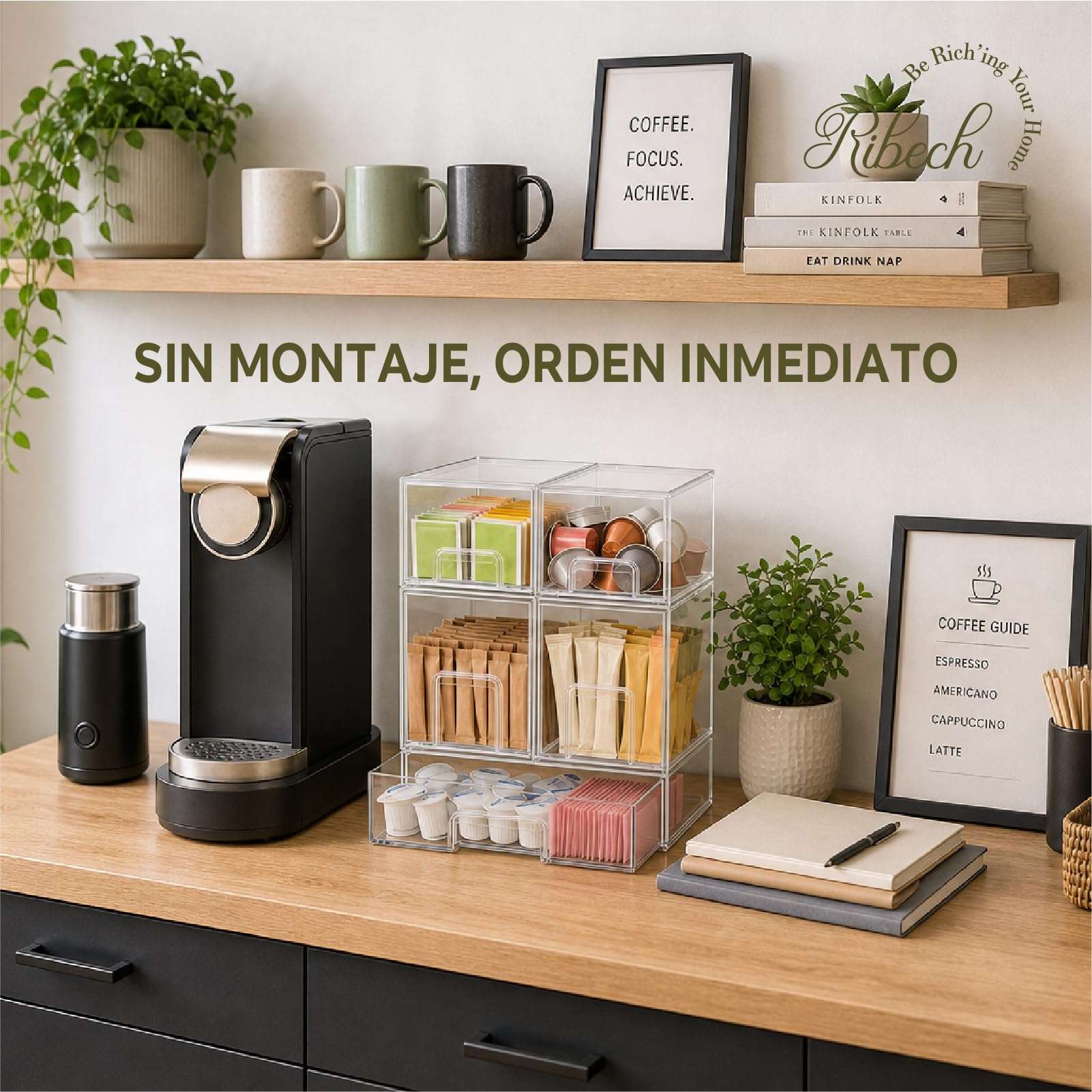 Juego de 5 Cajones de Almacenamiento de Acrílico Transparente | Apilable, con manija, fácil de instalar, para armarios de cocina y baño, cómodas, biberones y Cosméticos