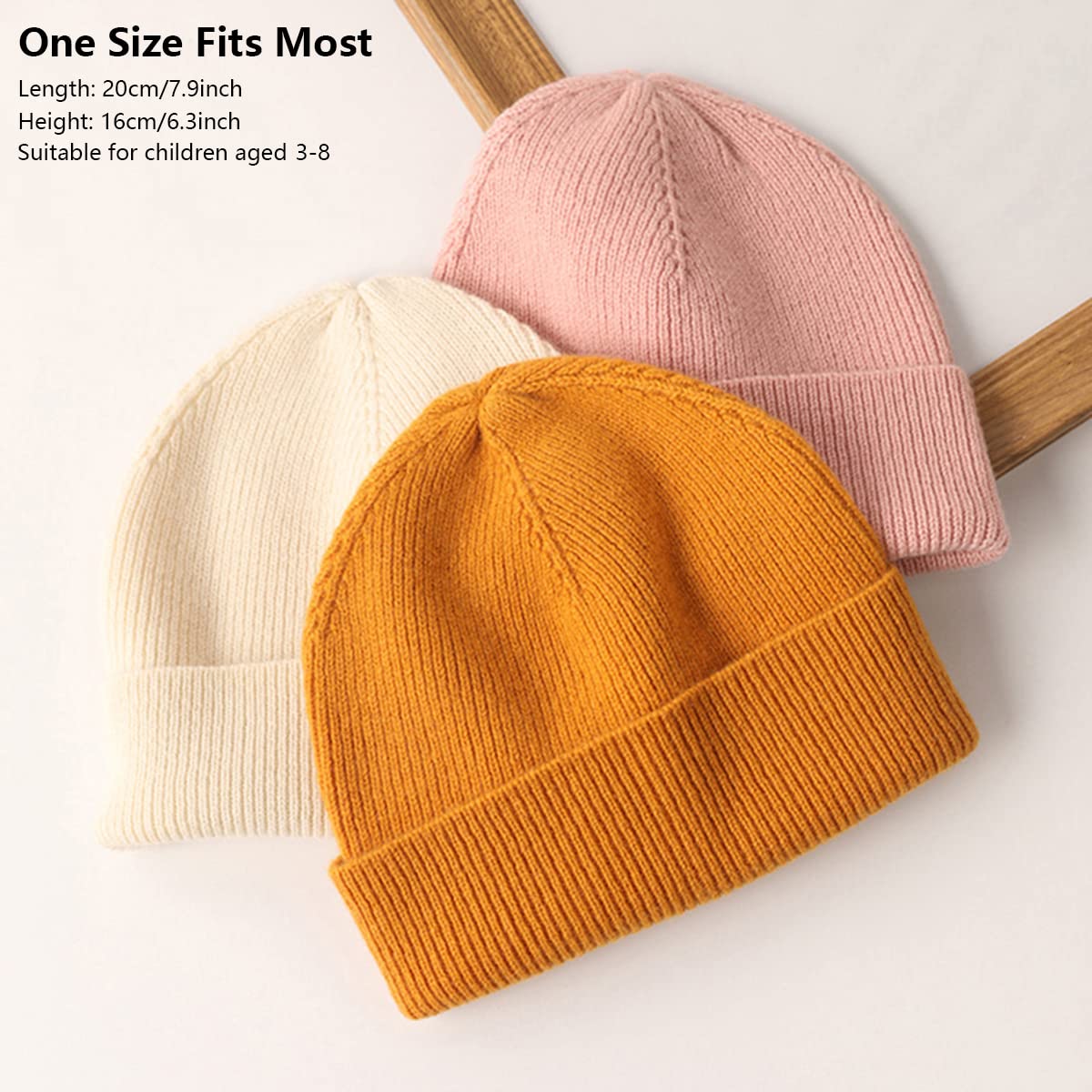Berretto Invernale Caldo per Bambini, Cappello Maglia di 100% Cashmere Super Morbido per Ragazzi Ragazze, Berretto da Sci Beanie Hat, Cappelli di Protezione per Orecchie, 3-8 Anni, Regalo Caldo White
