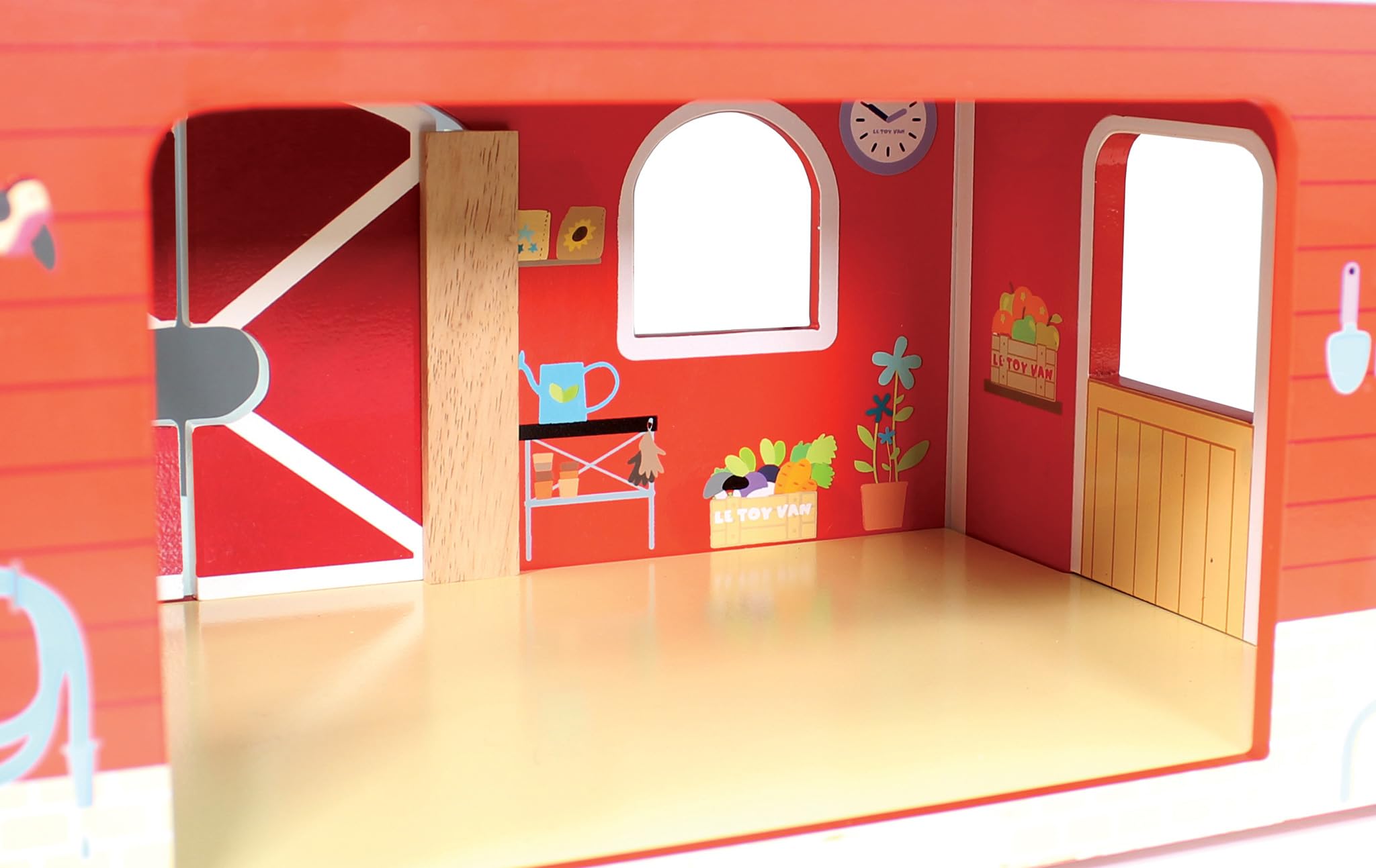 Juguete educativo de madera colorido granero rojo de madera | Gran juego de rol interactivo regalo para un niño o niña - Más de 3 años 4