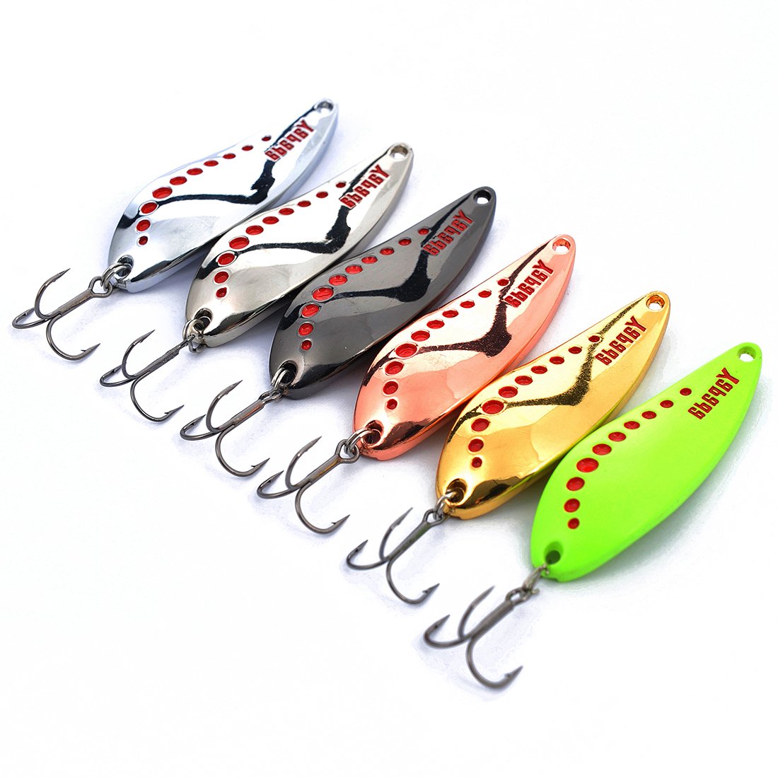 Hisea 6pcs Leurres de Pêche Cuillères Salmo Perche Cuillers Appâts Durs Poissons Nageurs Spinner Swimbaits 5cm 7,5g