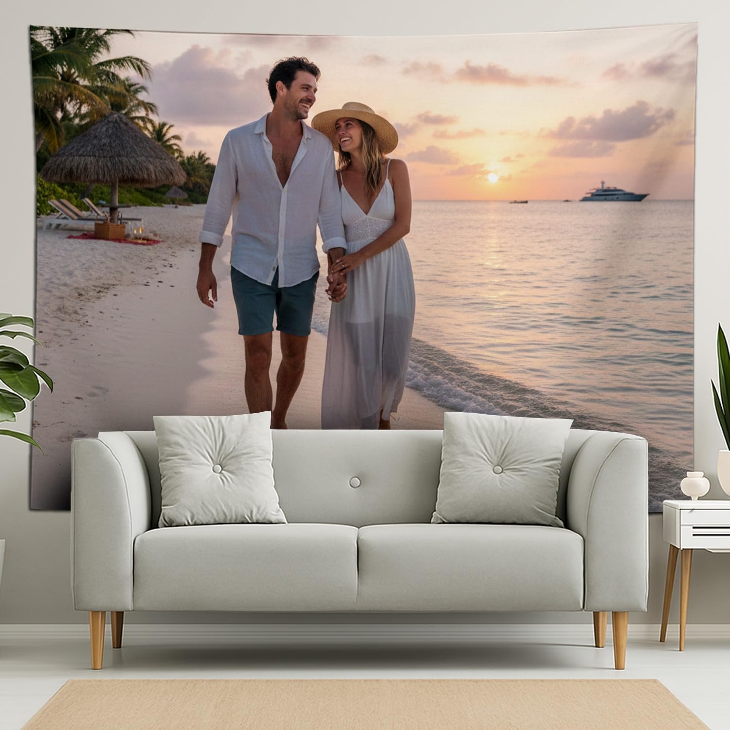 Prints Next Day – Custom Wall Tapestry - 88" x 104" - Personalized Photo Upload - Custom Wall Art - Home Decor Backdrop for Living Room - Printed in