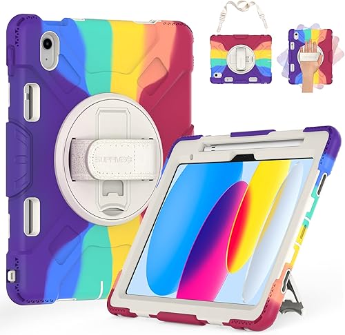SUPFIVES Funda para iPad de 10 generación 2022, protector de silicona de grado militar mejorado para iPad de 10 generación de 10.9 pulgadas,
