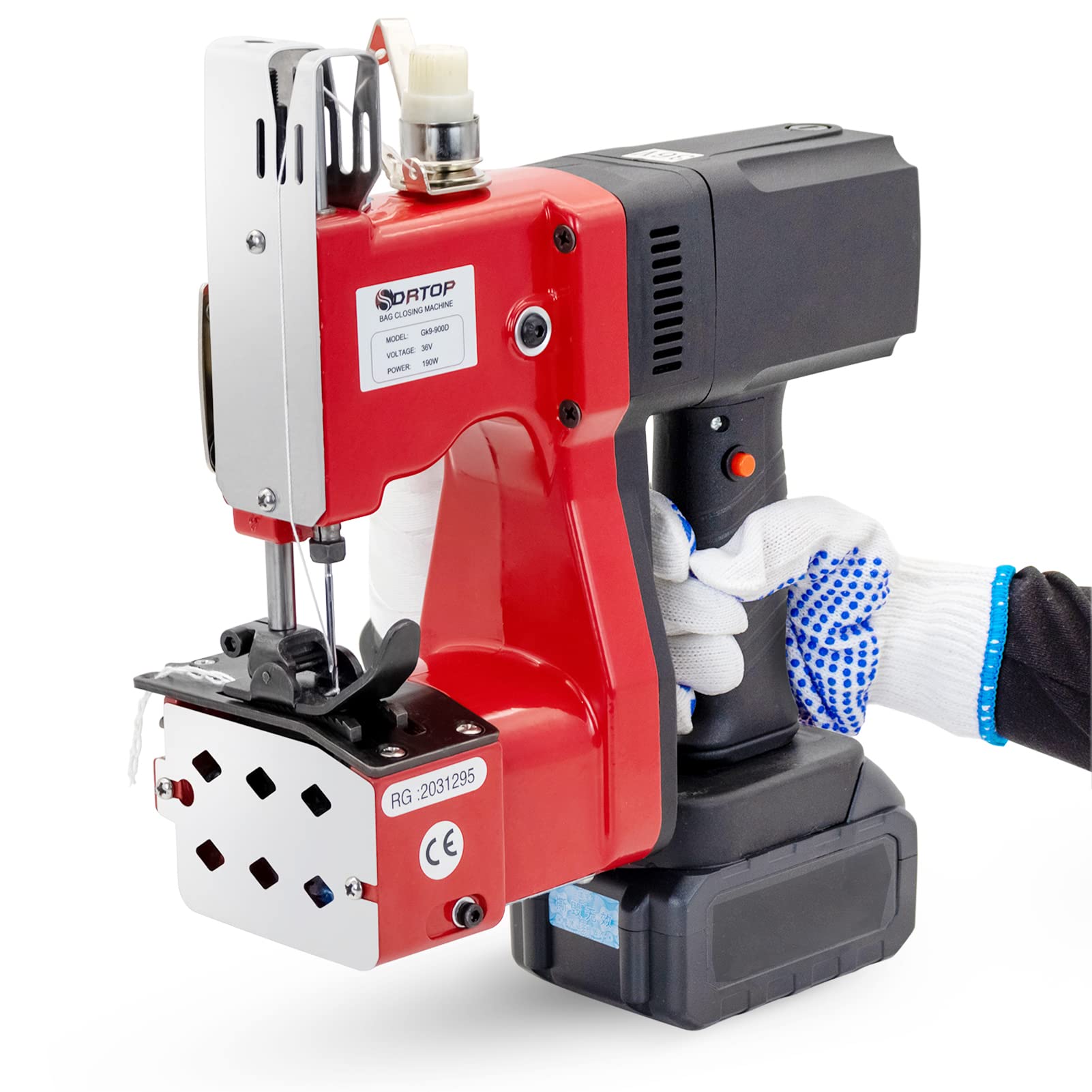 SDRTOP Battery Bag Sewing Closing Machine Cordless Portable Bag Closer Stitcher Packing Machine for Burlap Sack, Canvas,Feed Sacks,Rice Bags, PP Woven Kraft Paper Bag (Pick up in the cage)